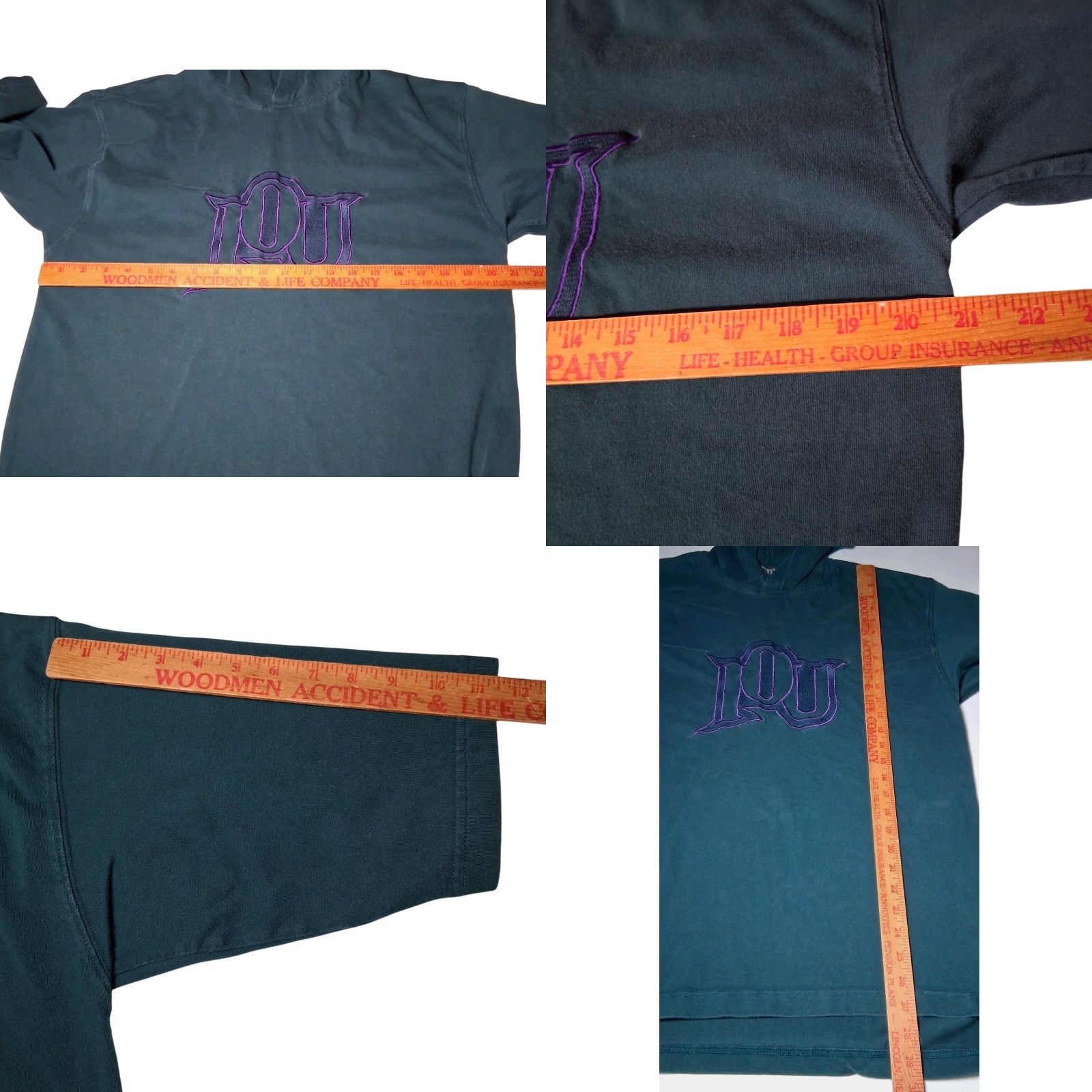 Altea VINTAGE IOU Shirt T-Shirt Men M Teal Purple Embroidered Hooded 1990s Retro Streetwear Size US M / EU 48-50 / 2 - 8 Thumbnail
