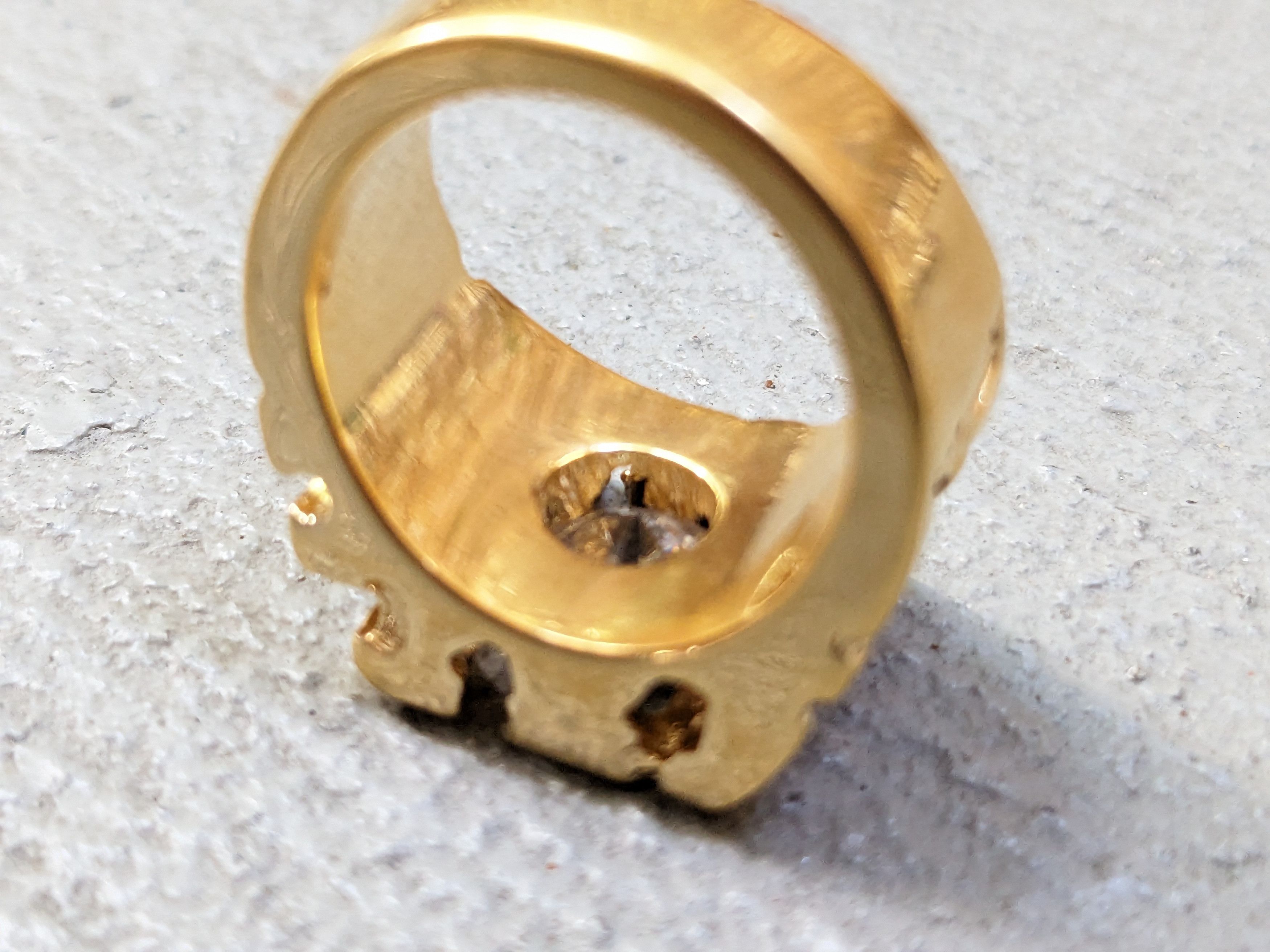 Jewelry Gold Plated Ring Nugget CZ Size 7 Brutalist Modern Square Size ONE SIZE - 9 Thumbnail