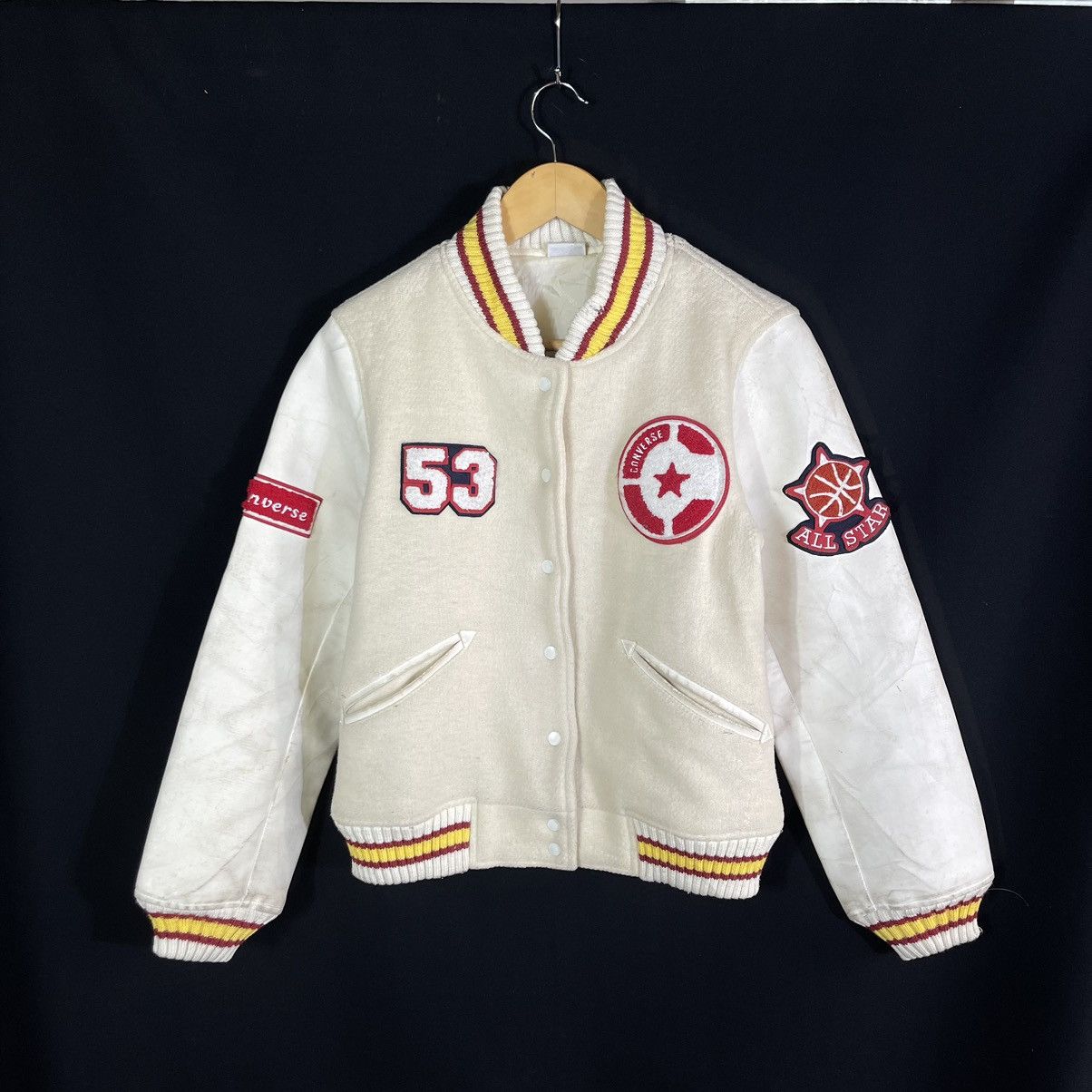 Rare! Vintage Converse Varsity Wool Leather Sleeves Jacket