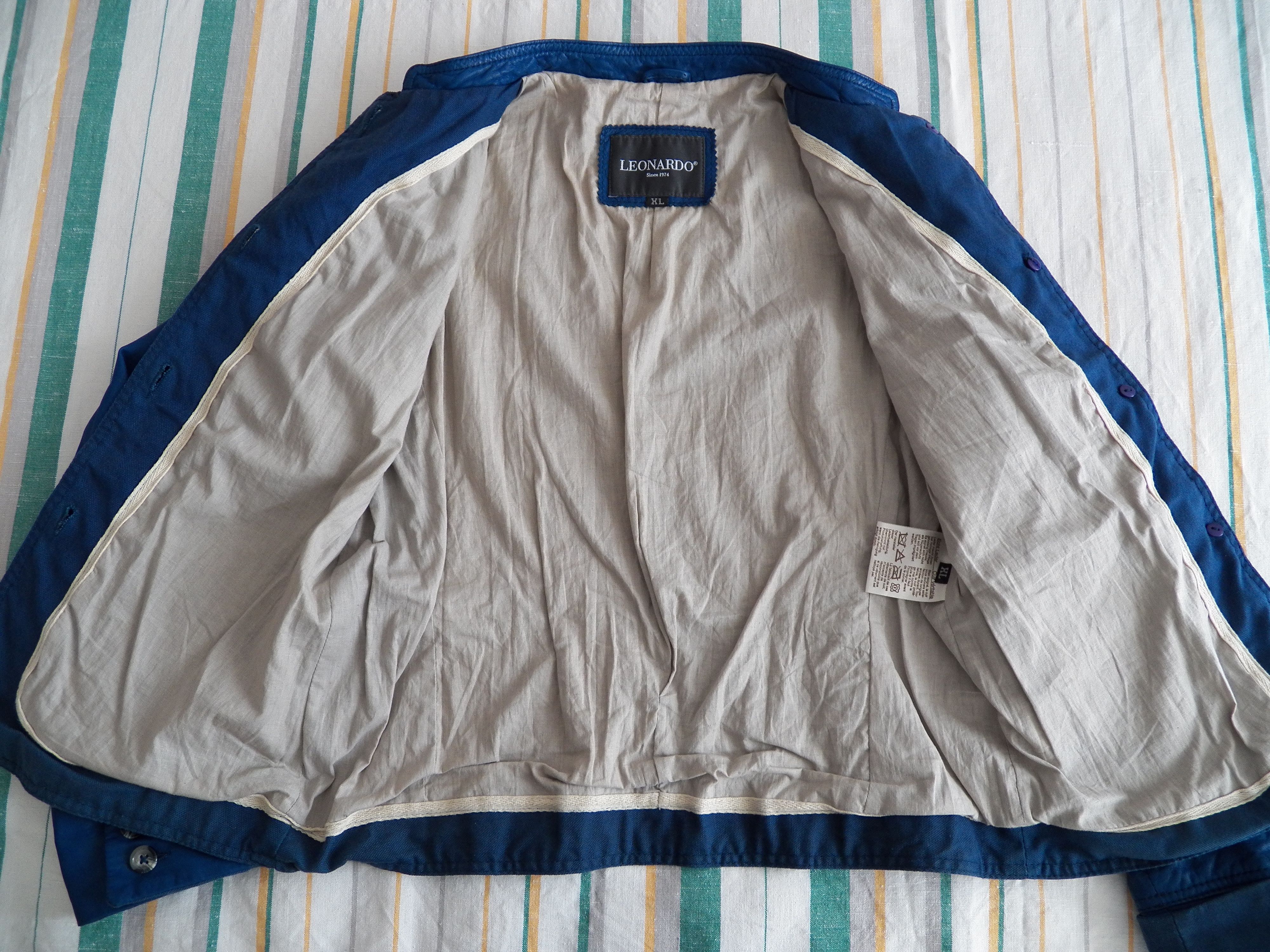 Other Leonardo Leather Button Up Designer Jacket Mandarin Collar Size XL / US 12-14 / IT 48-50 - 2 Thumbnail