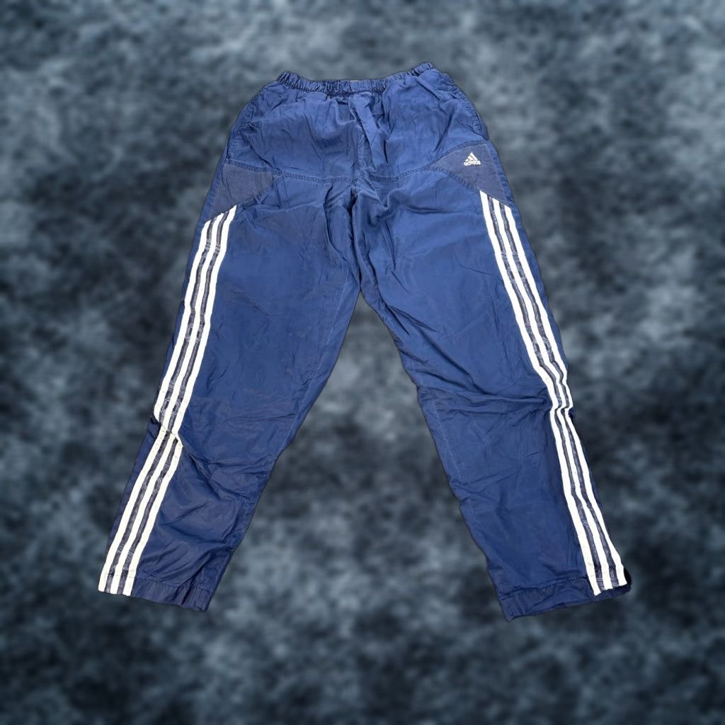 Adidas VINTAGE Adidas Track Pants Mens S Blue Pockets 90s Warm Ups Baggy 70s Size US 29 - 1 Thumbnail