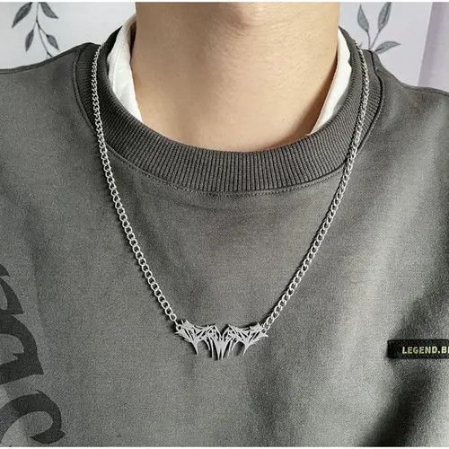 VIBE Spike Graffiti Chain Necklace Punk Gothic Chrome Rock Venom Size ONE SIZE - 6 Thumbnail