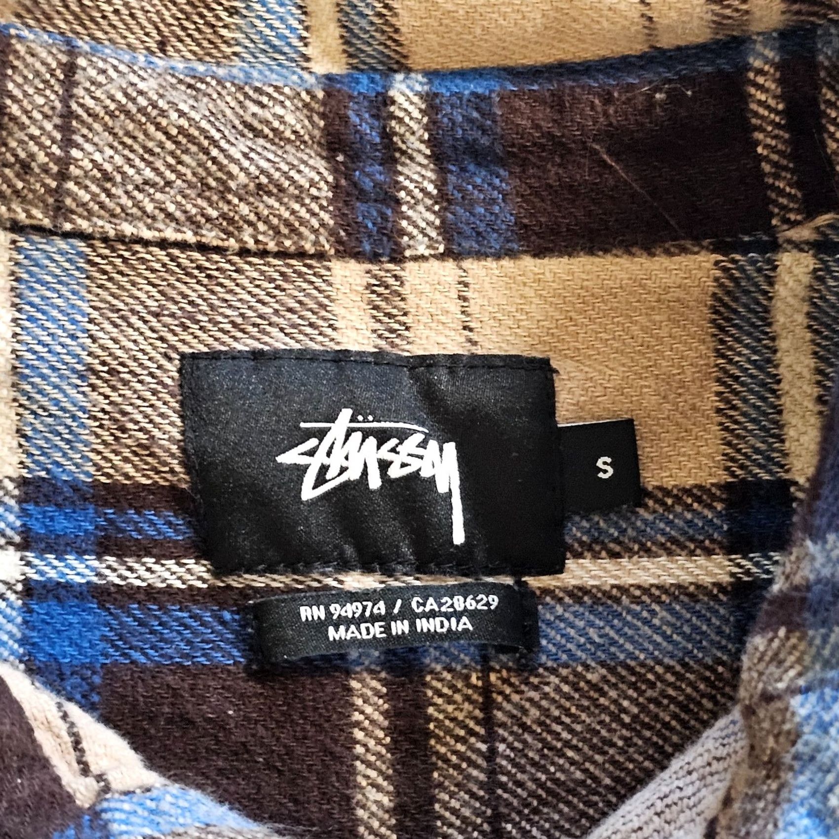 Etro Stussy Shirt Mens S Brown Plaid Flannel Button-Up Classic Grunge Skater Surf Retro Casual Workwear Size US S / EU 44-46 / 1 - 3 Thumbnail