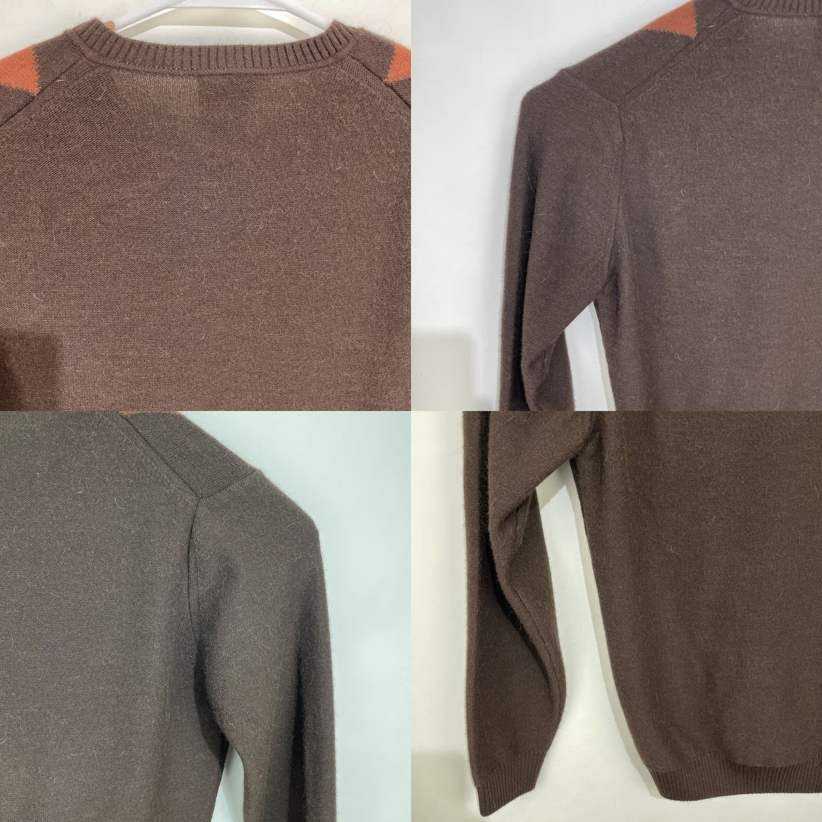 Lacoste Lacoste Sweater Mens Large V-Neck Argyle Brown Gray Wool Alpaca Pullover Knit Size US L / EU 52-54 / 3 - 9 Thumbnail