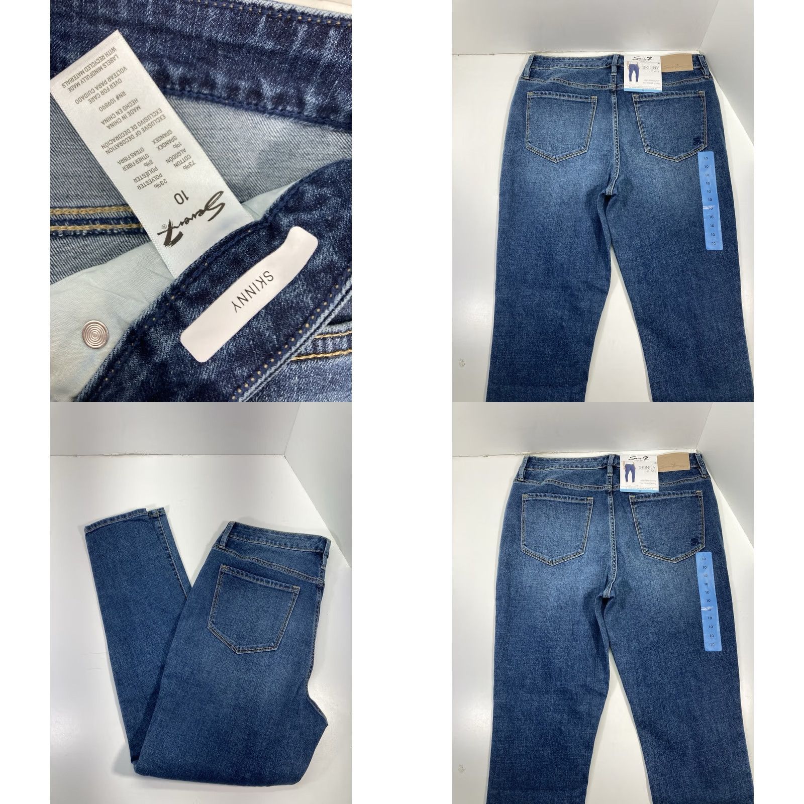 Vintage Seven7 Jeans Women 10 34X31 Blue Denim High Rise Stretch Medium Wash NWT Skinny Size 24" / US 00 / IT 34 - 8 Thumbnail