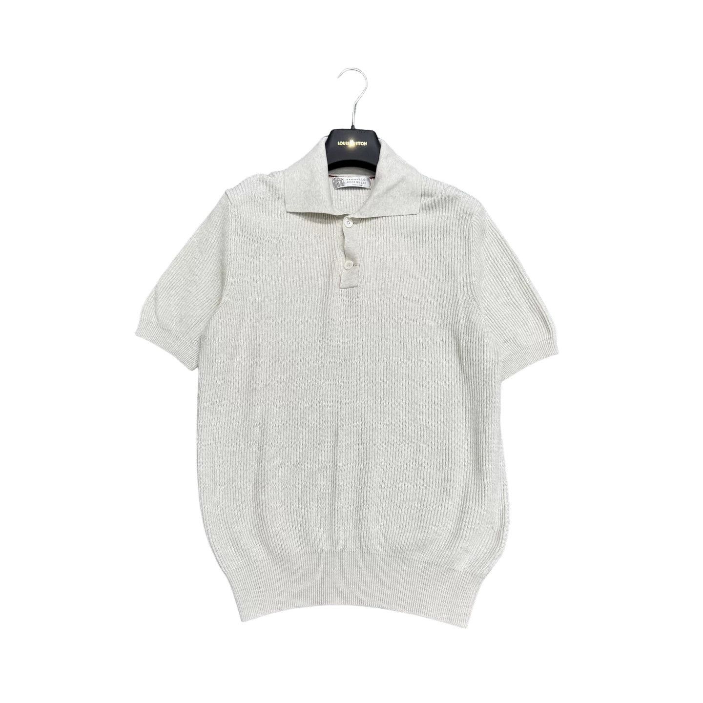 Brunello Cucinelli Brunello Cucinelli Ribbed Cotton Knit Polo Shirt Size S Size US S / EU 44-46 / 1 - 1 Thumbnail