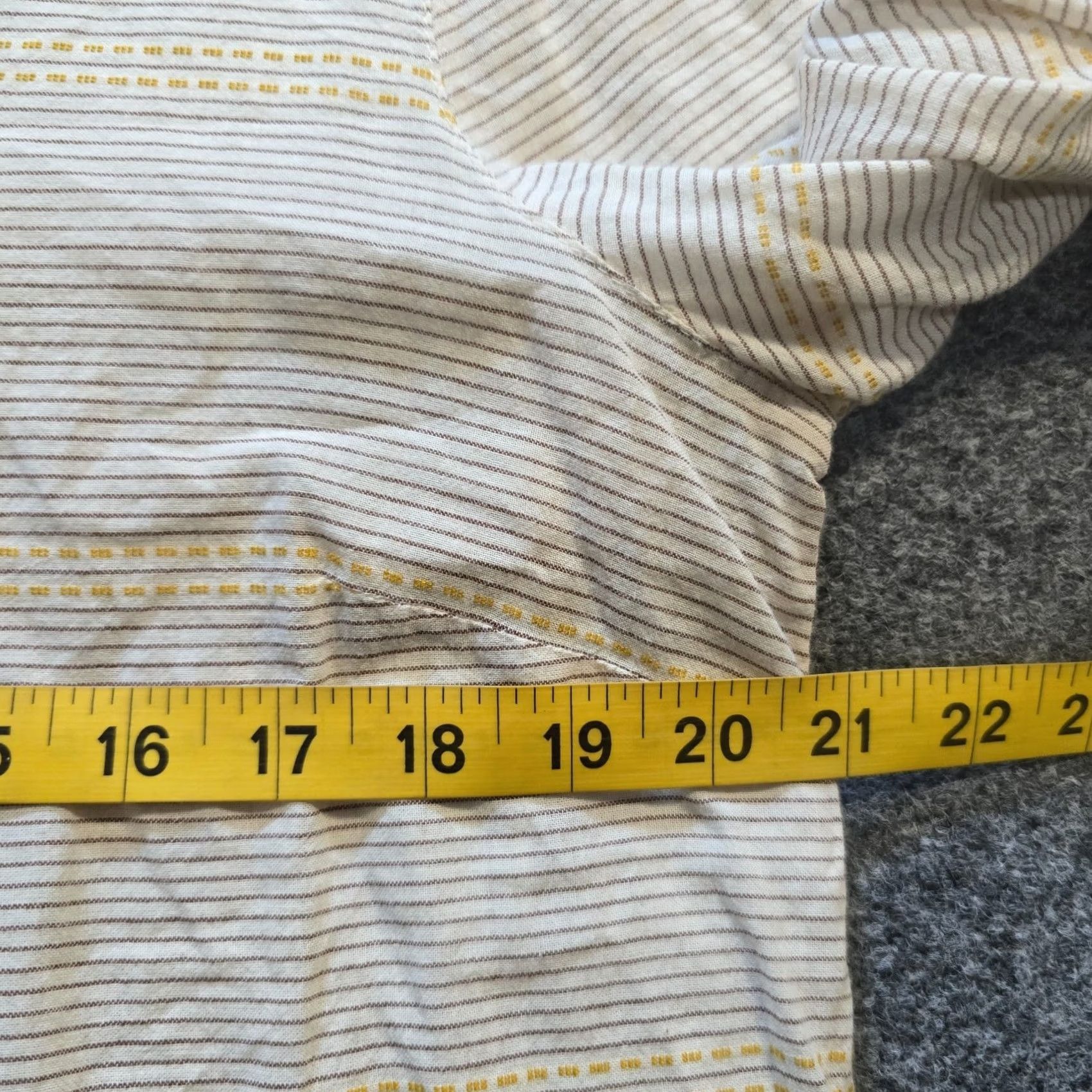 J. Jill J. Jill Top Womens M Tan Yellow Striped Flare Sleeve Cotton Boho Casual Shirt Size M / US 6-8 / IT 42-44 - 5 Thumbnail
