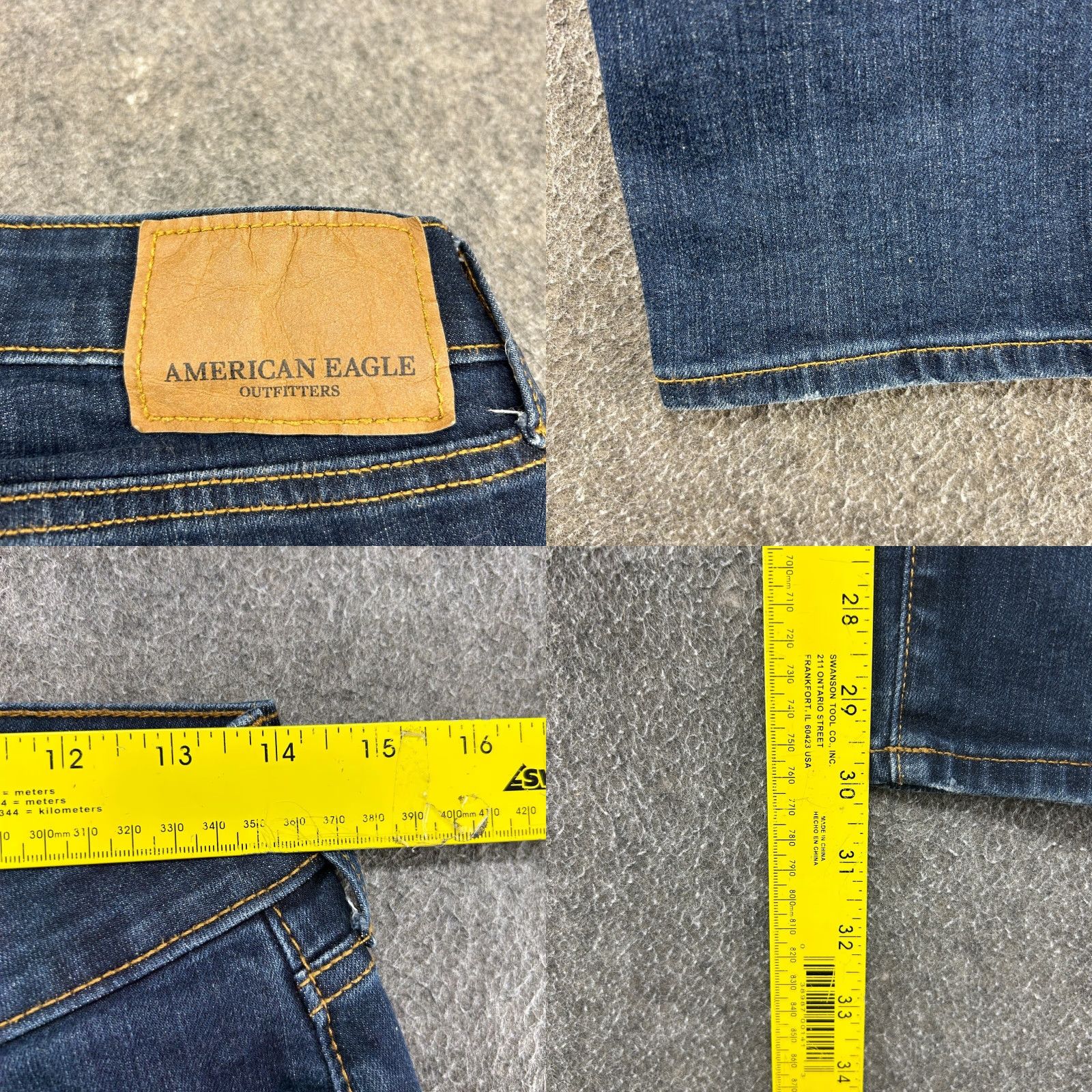 American Eagle Outfitters VINTAGE American Eagle Jeans Mens 28x30 Slim Straight Leg Dark Blue Denim Size US 28 / EU 44 - 9 Thumbnail