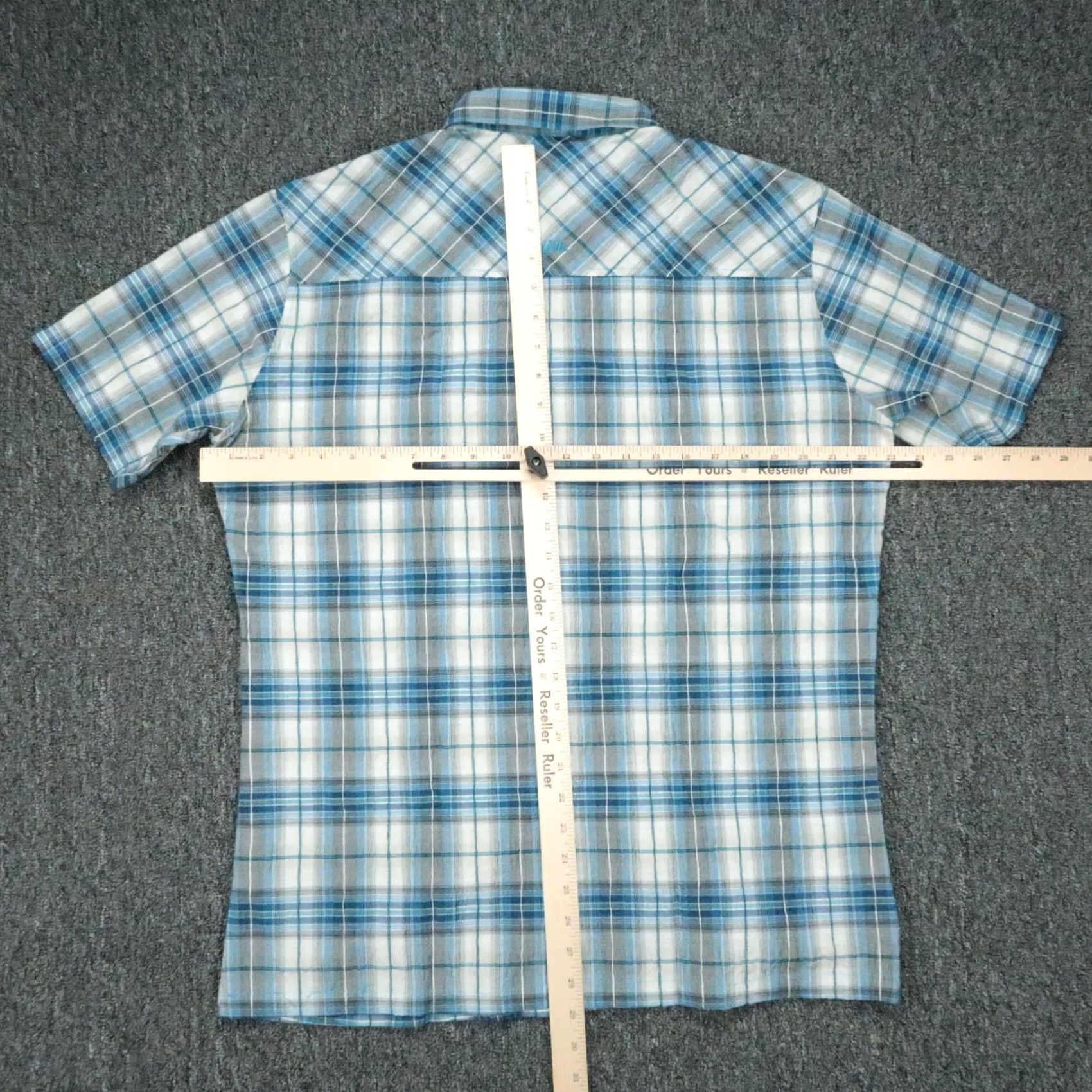 Vintage Kuhl Shirt Mens Large Blue Plaid Short Sleeve Button Outdoor Stretch Seersucker Size US L / EU 52-54 / 3 - 6 Thumbnail