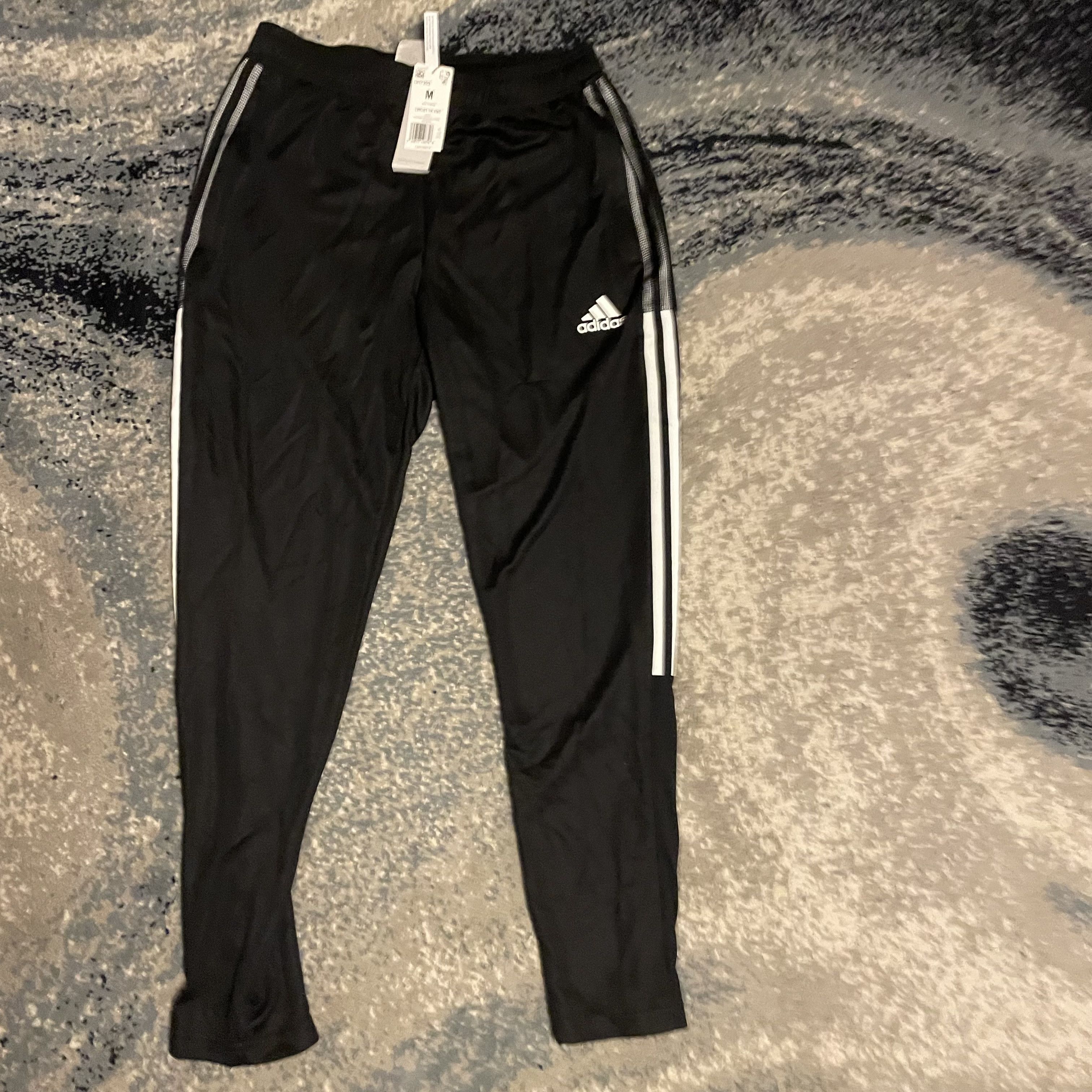 Adidas NWT Adidas Track Pants Black Medium Y2K Streetwear Joggers Size US 31 - 2 Thumbnail
