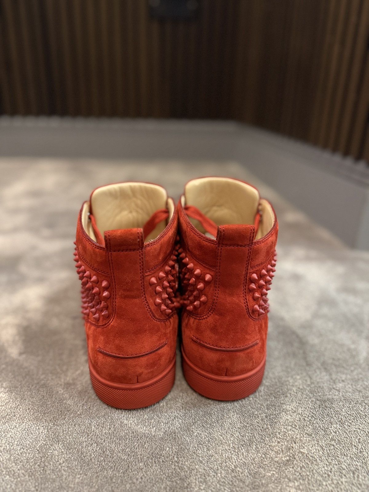 Christian Louboutin Christian Louboutin Red Suede Louis Spikes High Top Sneakers Size US 11 / EU 44 - 5 Thumbnail