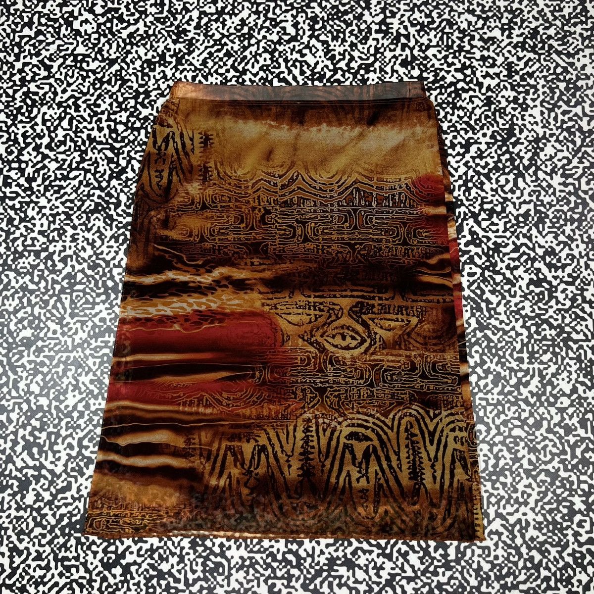 Japanese Brand Vintage Y2K Japanese JPG Aztec Style Mesh Retro Midi Skirt Size 28" / US 6 / IT 42 - 10 Thumbnail