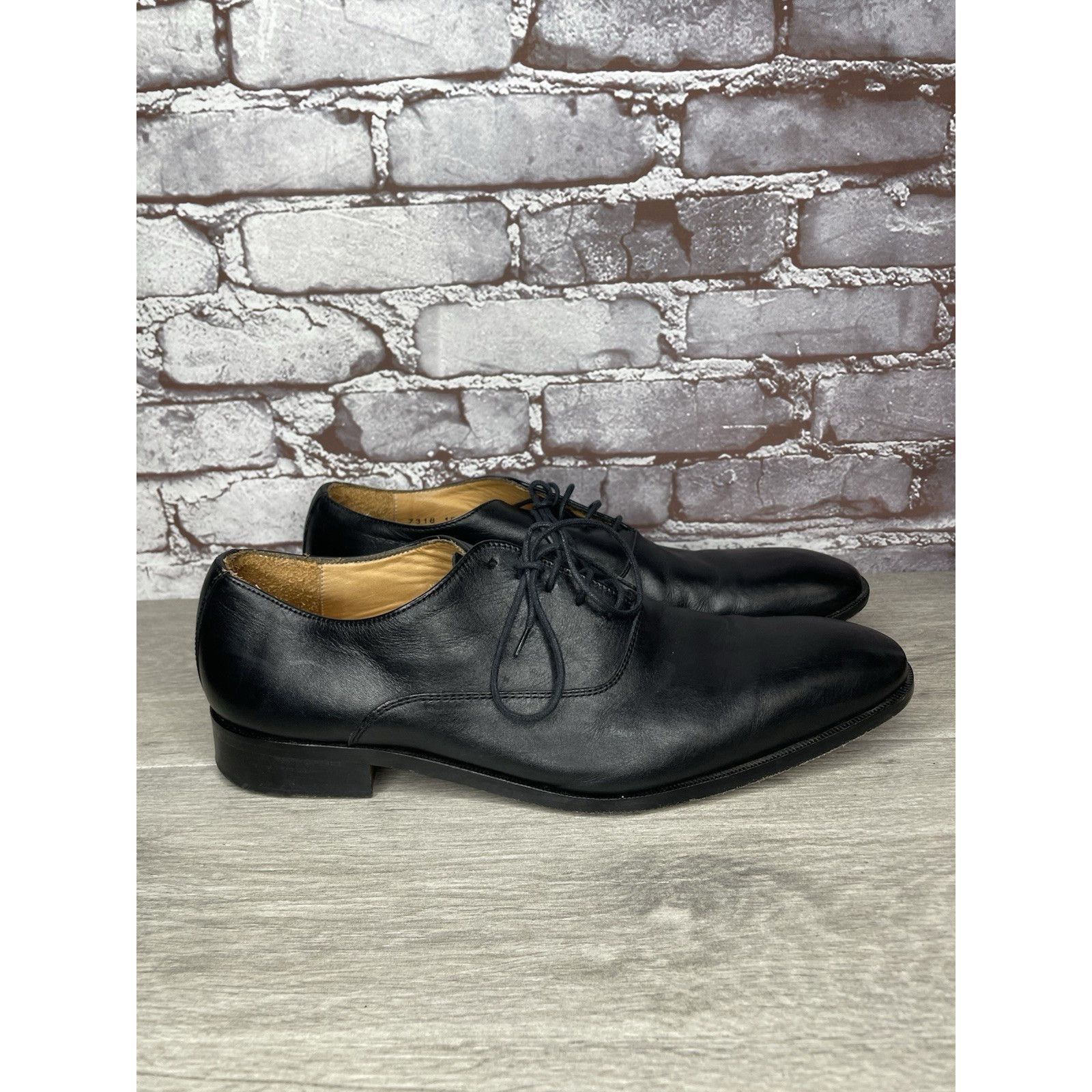 Mercanti Fiorentini Mercanti Fiorentini Black Leather Derby Lace Up Dress Shoes Size US 10 / EU 43 - 3 Thumbnail