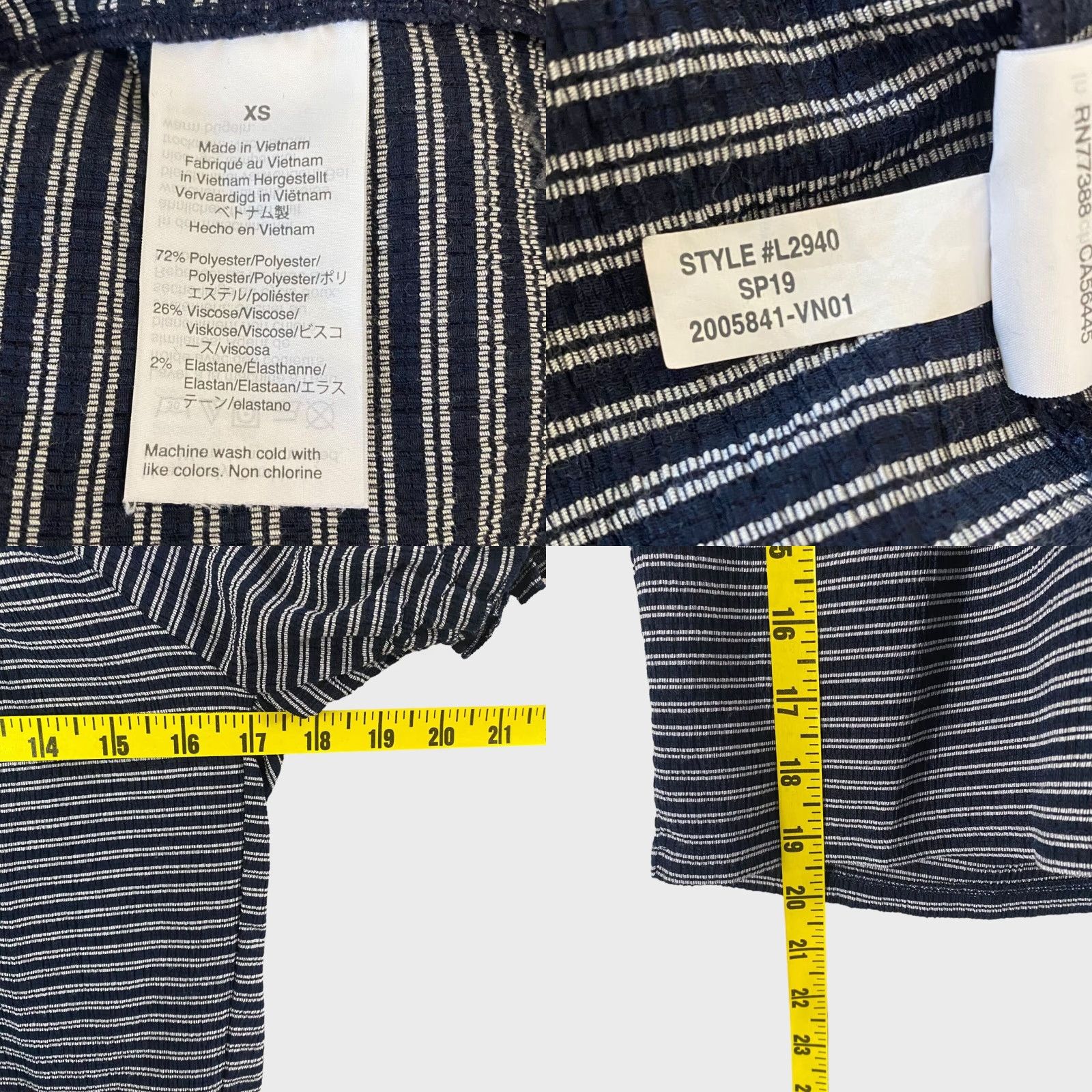 Madewell Madewell Striped Top Blouse Texture & Thread Peasant XS Womens Blue White Stripe Short Sleeve Size XS / US 0-2 / IT 36-38 - 8 Thumbnail