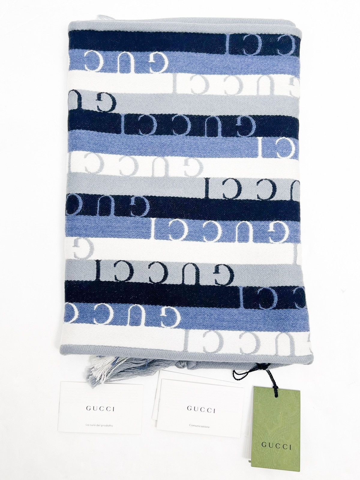 GUCCI Logo Stripe Wool 2021 Scarf w/ Tags