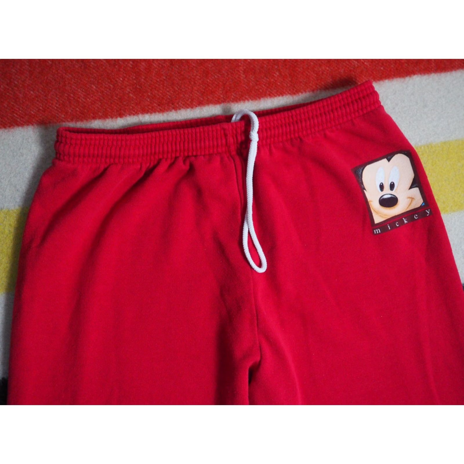 Disney VINTAGE Disney Sweatpants 34x28 Mickey Mouse Red Cotton Drawstring 90s Mens Size US 33 - 2 Thumbnail