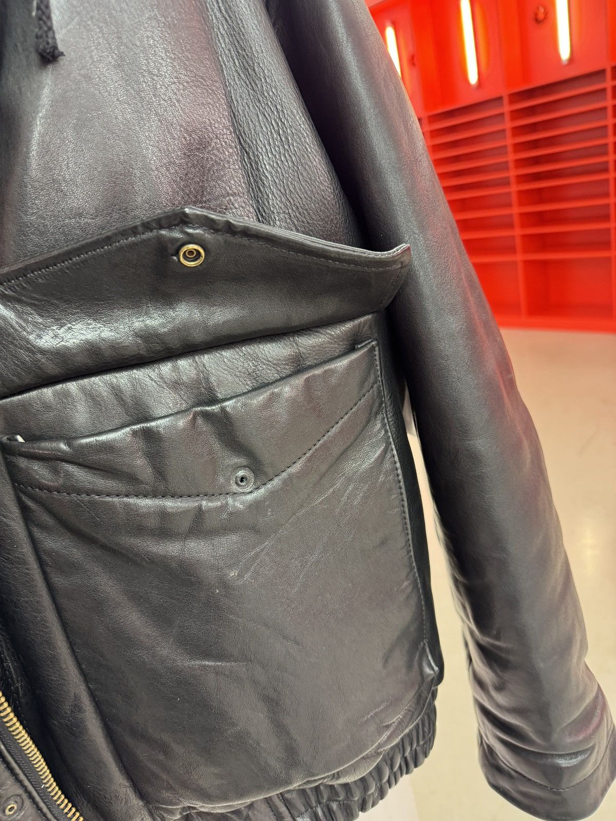 Boneville goose down leather flight jacket