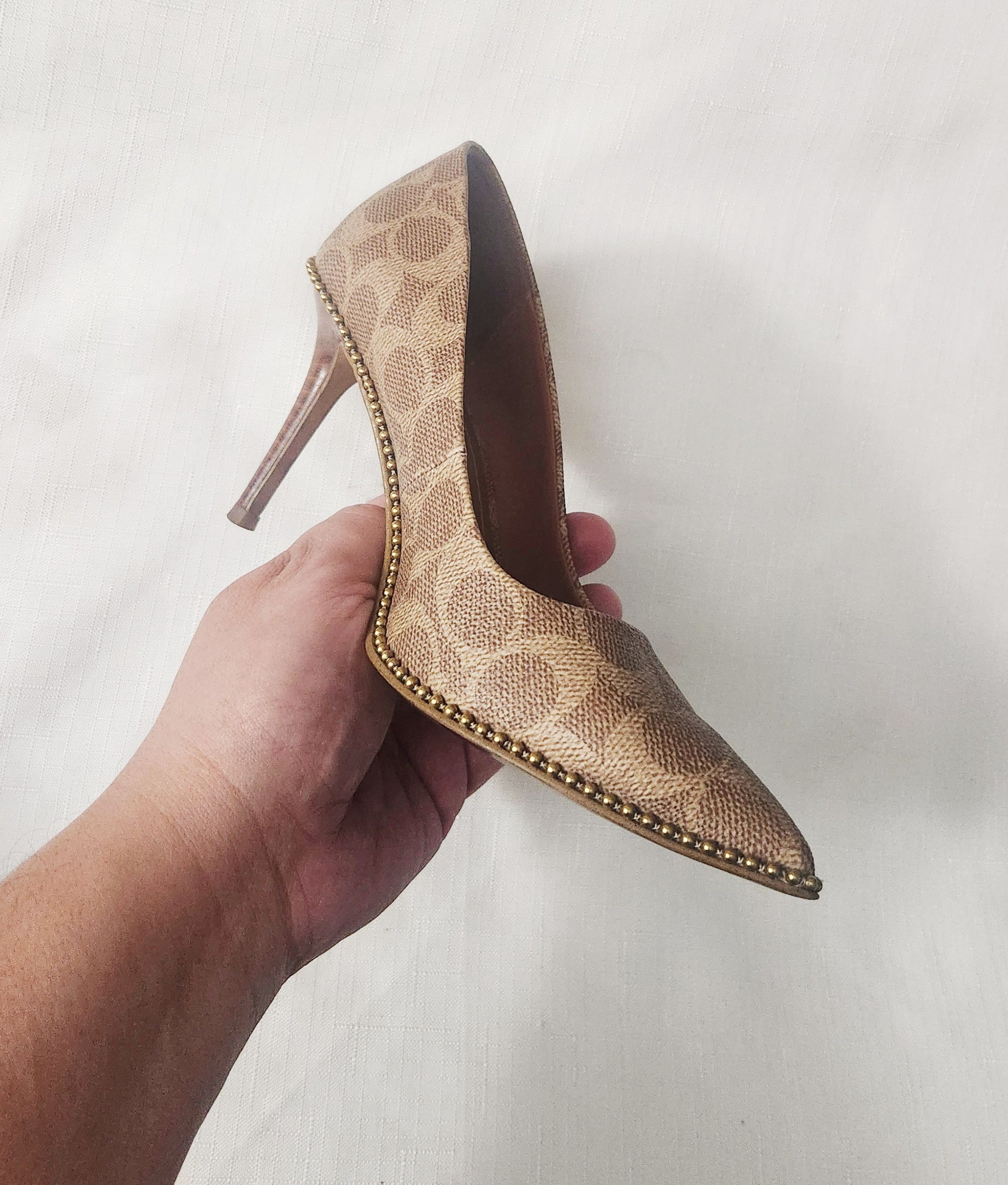 Coach × Designer COACH Waverly Pump with Beadchain Women Size 6 B Tan (G4374) Size US 6 / IT 36 - 2 Thumbnail