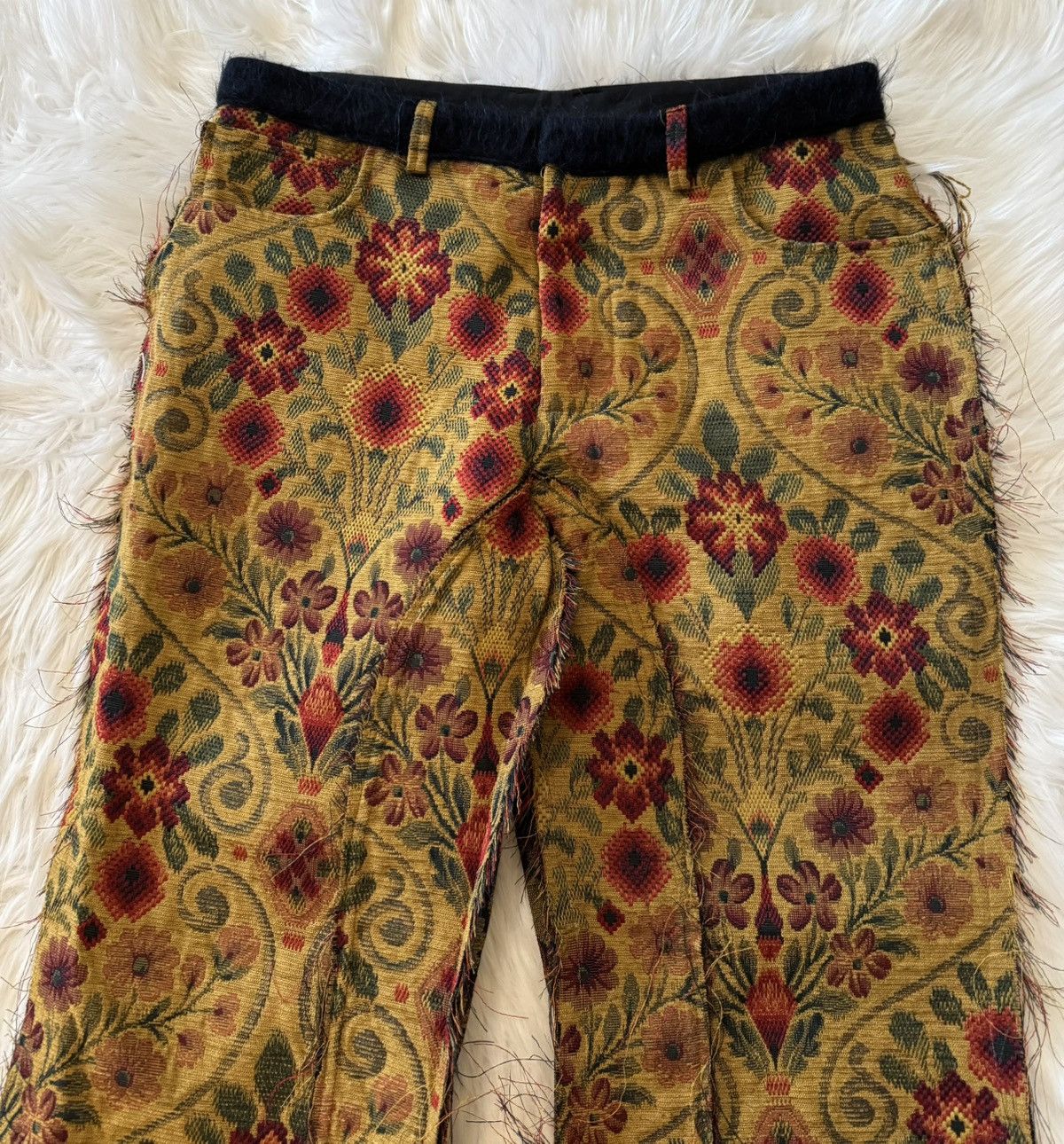 Edward Cuming Edward Cuming Jacquard Raw Edge Soft Jeans Gold Floral 50 Size US 34 / EU 50 - 2 Thumbnail