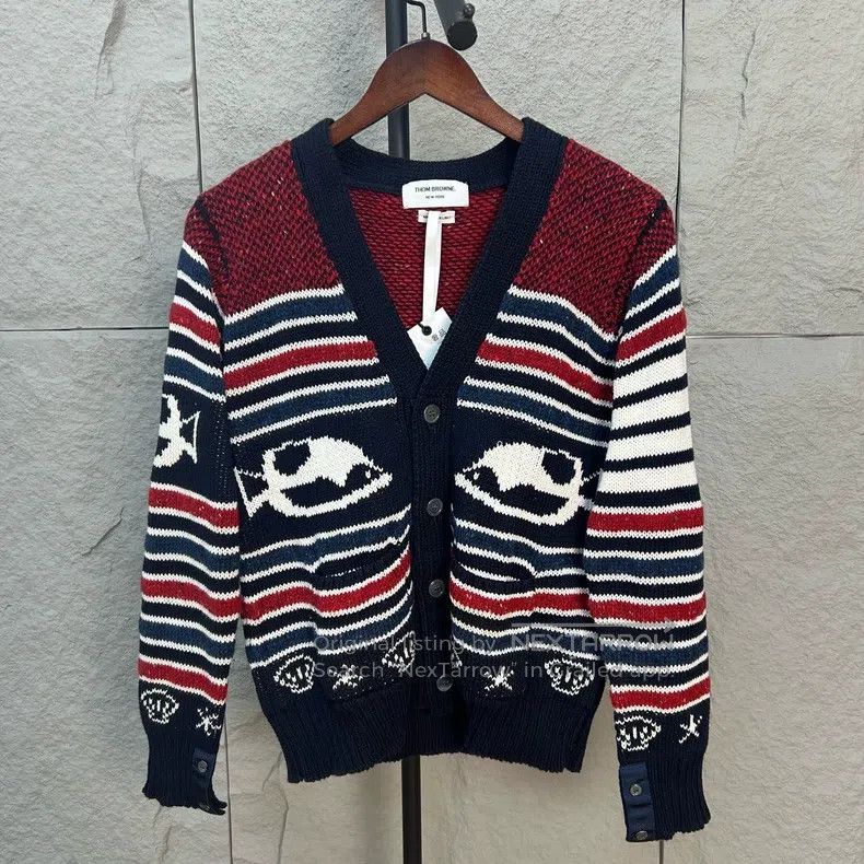 Thom Browne Thom Browne Marine Elements Red and Blue Four-Stripe Wool Size US M / EU 48-50 / 2 - 1 Thumbnail