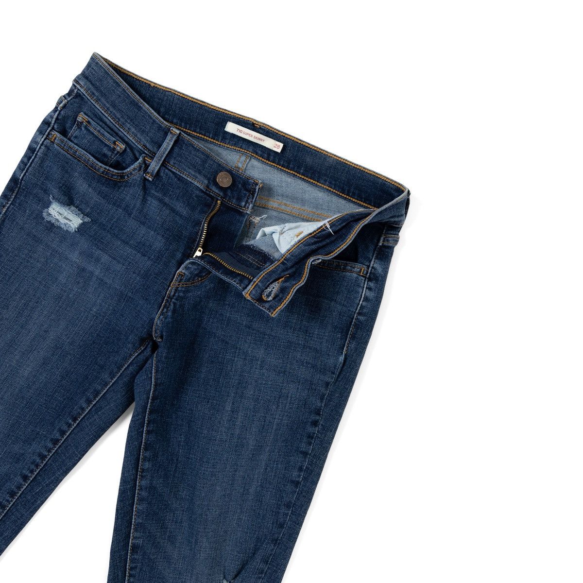 Levi's Levis 710 Super Skinny Womens Jeans Blue Distressed Stretch Size 30" / US 8 / IT 44 - 3 Thumbnail