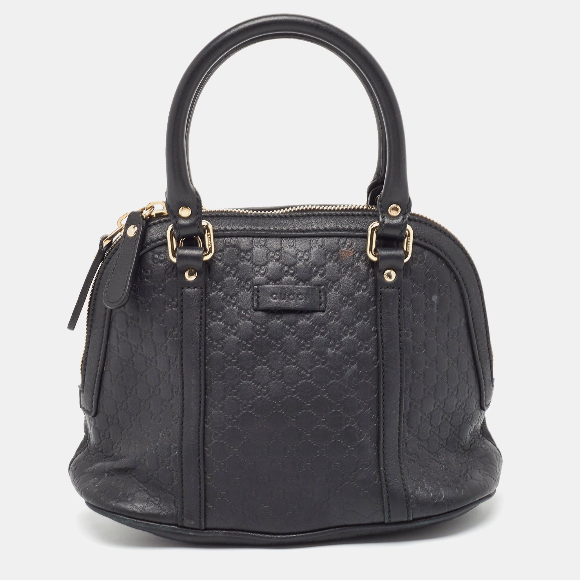 image of Gucci Black Microssima Leather Mini Nice Dome Bag, Women's
