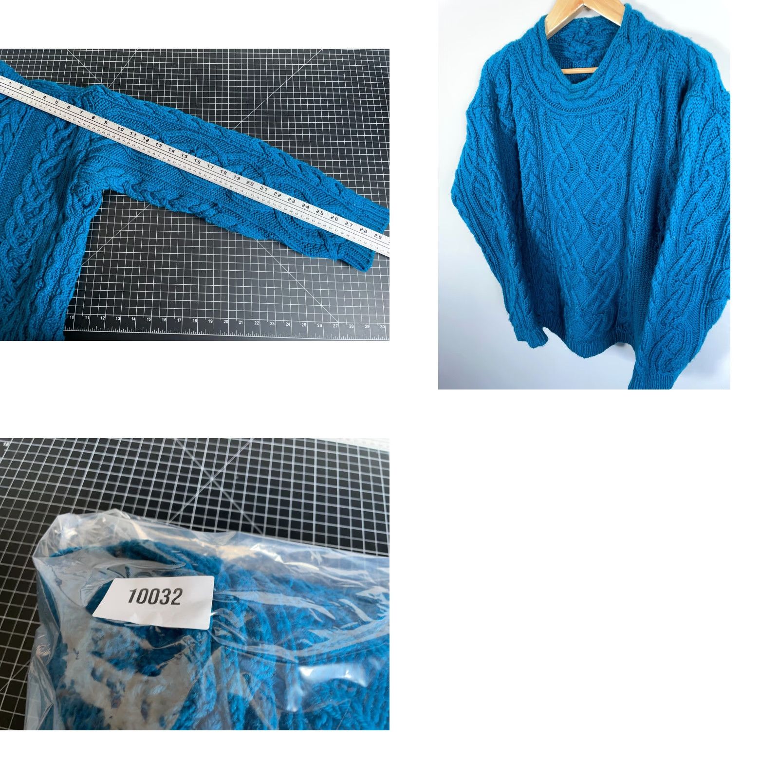 Vintage Handknit Wool Cable Knit Sweater Women's 2XL Blue Heavyweight Crewneck Size XXL / US 16-18 / IT 52-54 - 8 Thumbnail