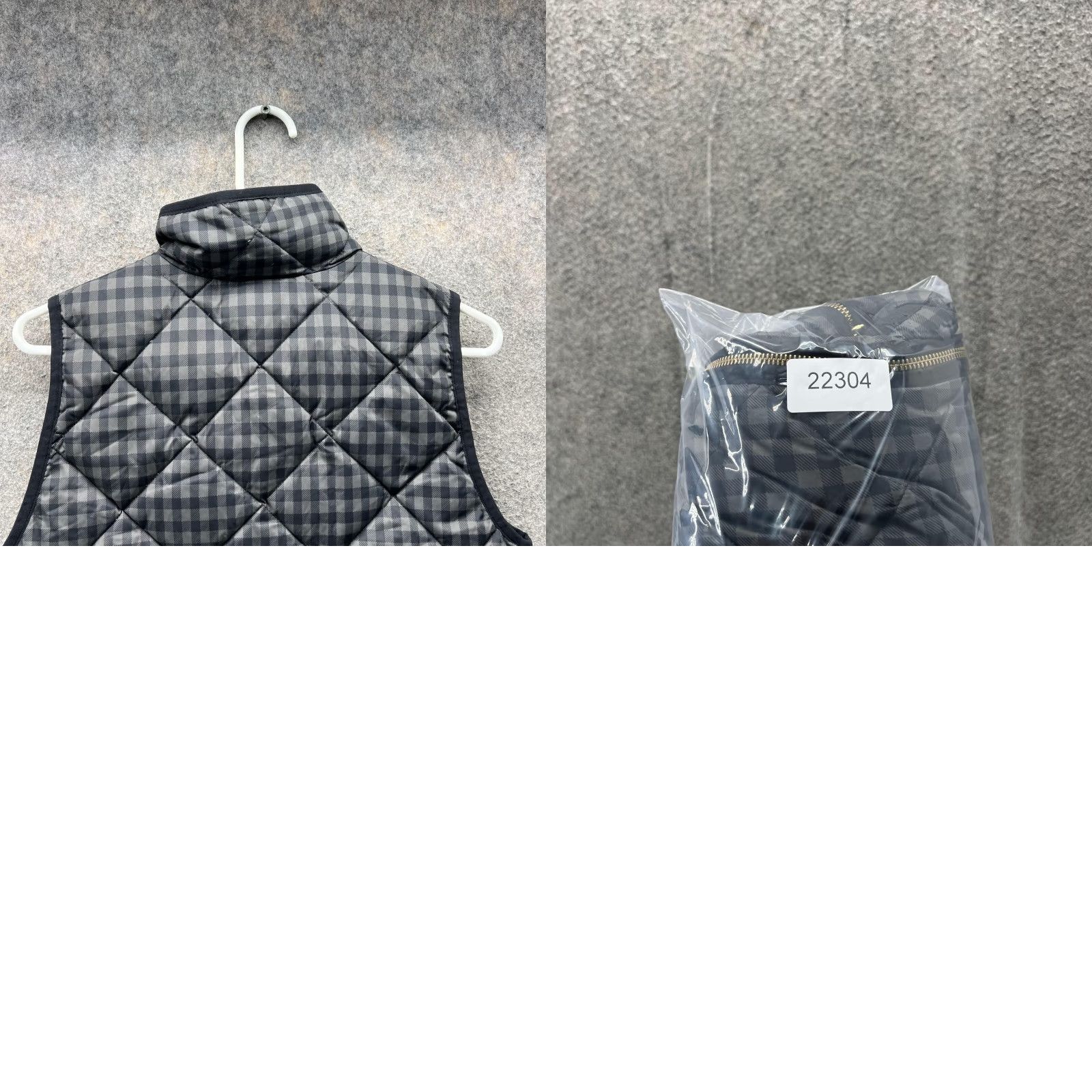 J.Crew VINTAGE J.CREW Vest Women XS Black Full Zip Puffer Sleeveless Jacket Quilted Check Gold Night? Size XS / US 0-2 / IT 36-38 - 8 Thumbnail