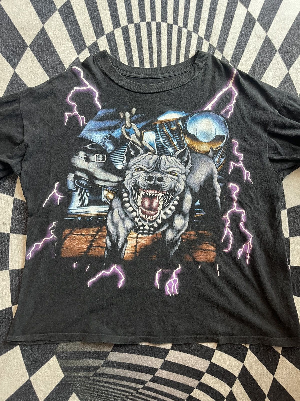 Vintage Vintage AMERICAN THUNDER PITBULL Bikeer 90’s Tshirt Size US XL / EU 56 / 4 - 3 Thumbnail