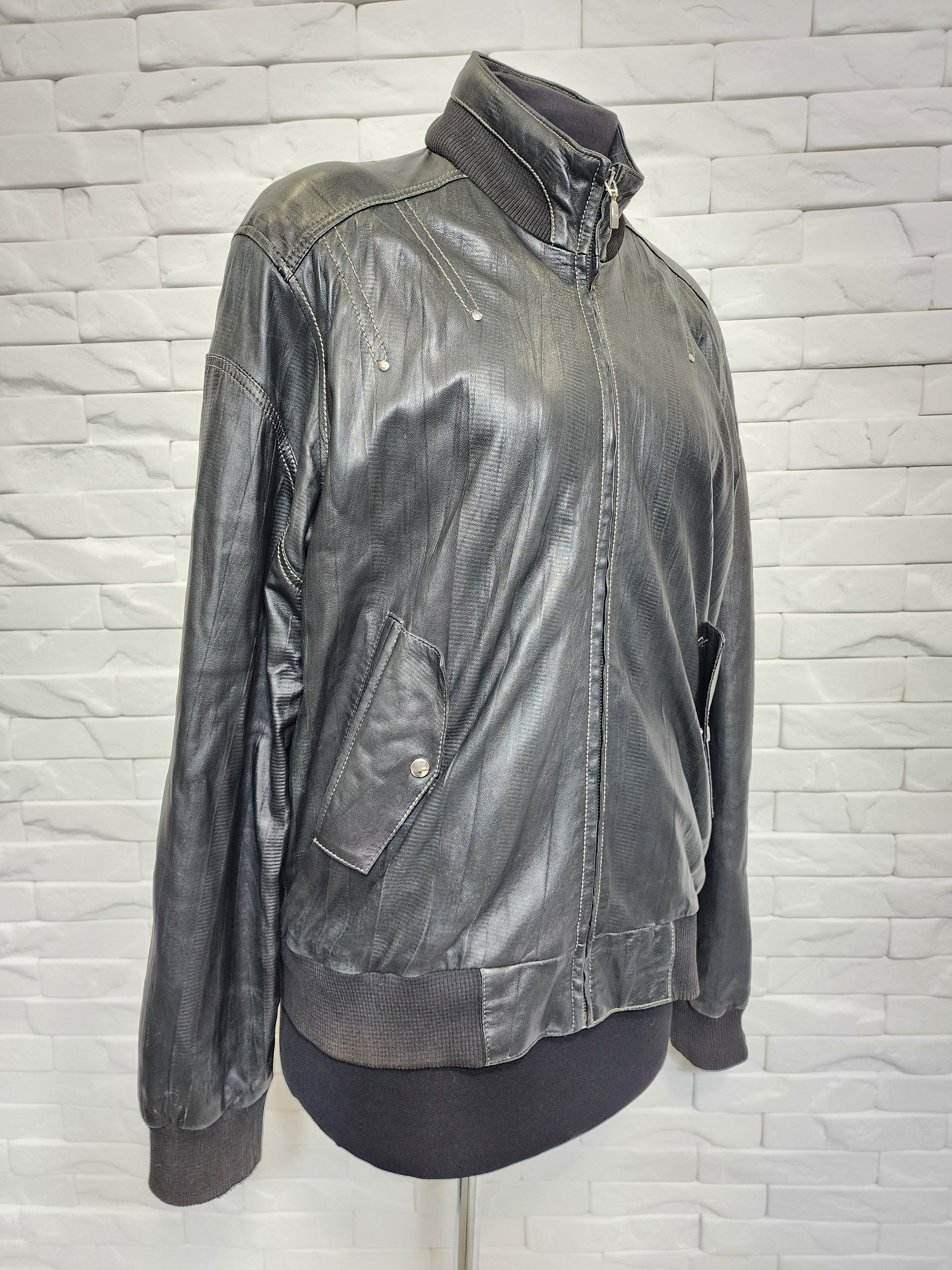 Genuine Leather Black Genuine Leather Jacket: Men's Zippered Sport Style Size US L / EU 52-54 / 3 - 3 Thumbnail