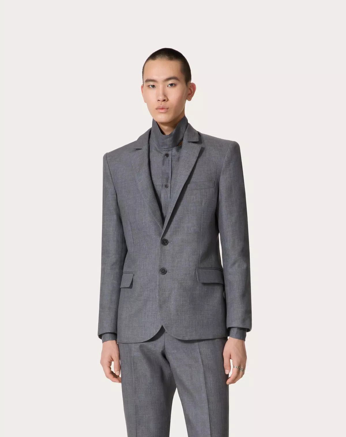 Valentino oc11z0625 Single Breasted Linen Jacket in Medium Grey Size US M / EU 48-50 / 2 - 3 Thumbnail