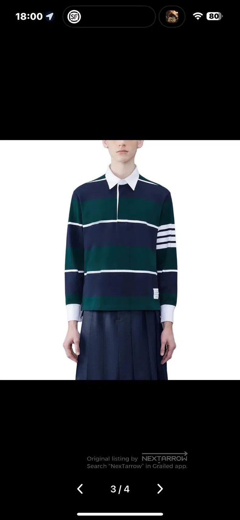 Thom Browne Thom Browne Olive striped Polo shirt Size US M / EU 48-50 / 2 - 8 Thumbnail