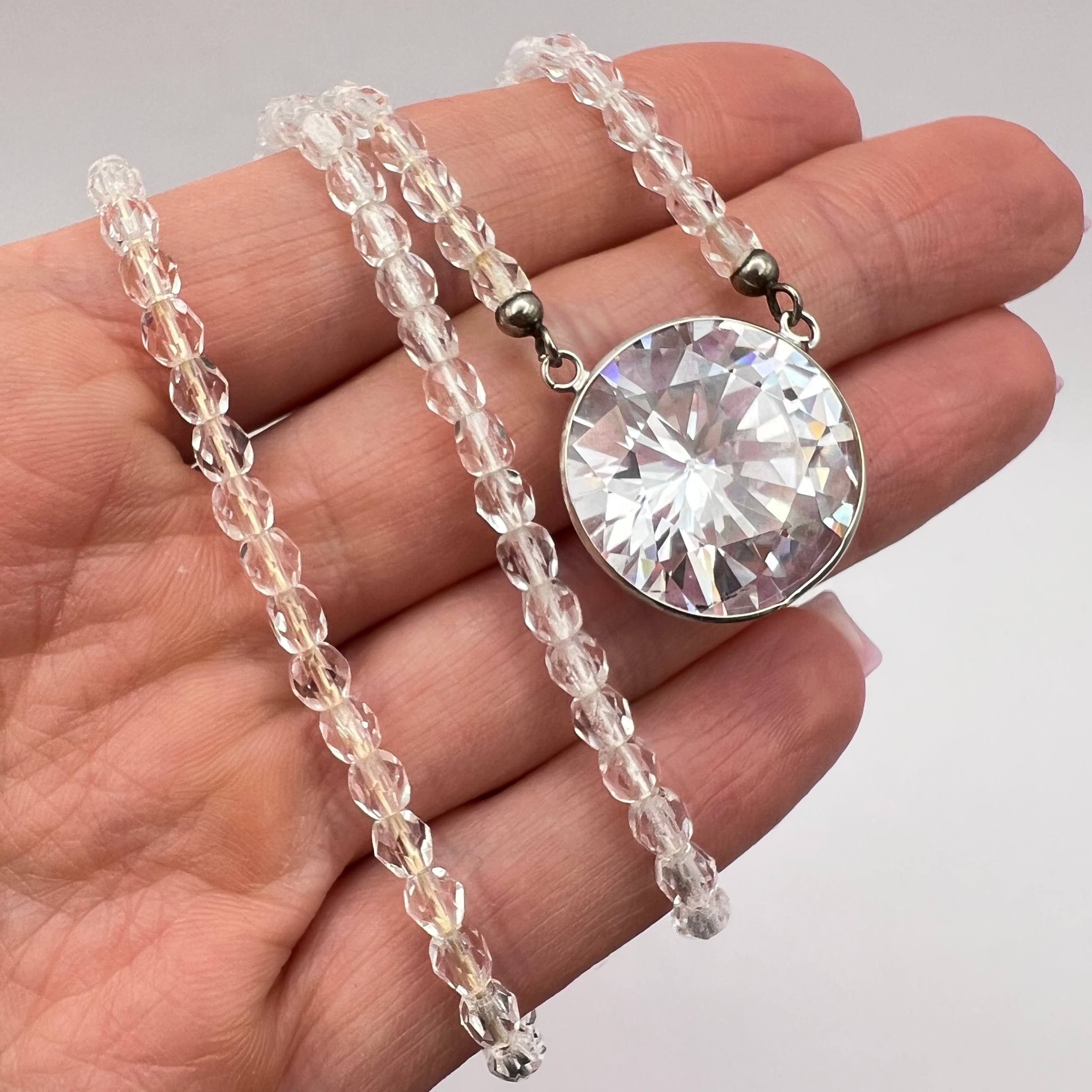Vintage Vintage Crystal Beads Necklace Faceted Pendant Size ONE SIZE - 2 Thumbnail