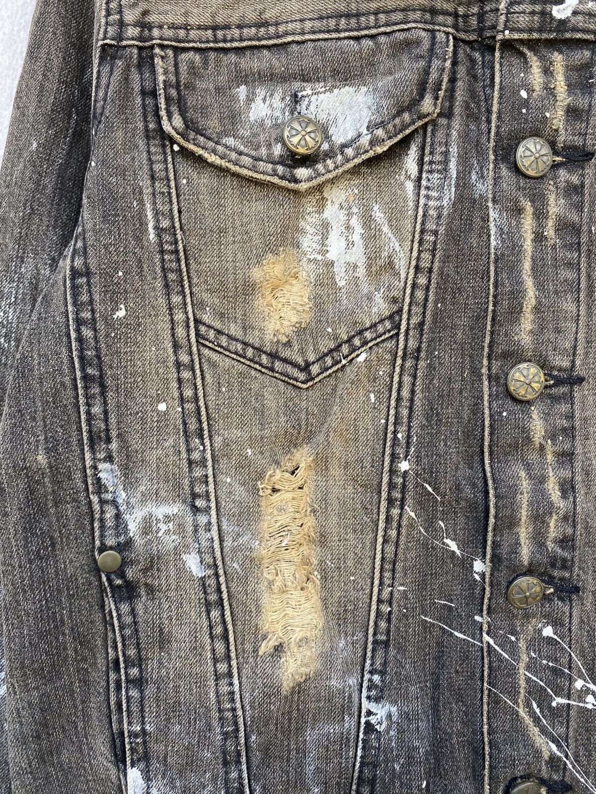 Japanese Brand × Seditionaries MIDAS WASHED BLACK DISTRESSED PAINTER DENIM JACKET ANARCHY Size US M / EU 48-50 / 2 - 5 Thumbnail