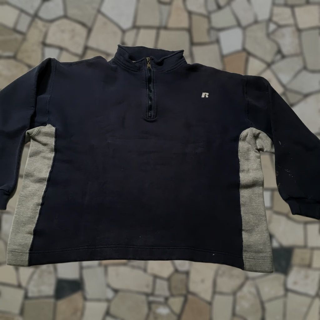 Russell Athletic VINTAGE Russell Athletic Jacket Mens XL Blue 1/4 Zip Made In USA Pullover 90s Size US XL / EU 56 / 4 - 1 Thumbnail