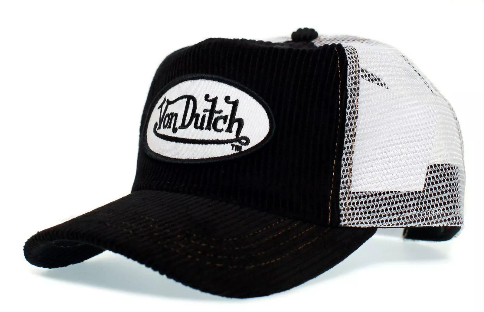 Other Authentic Vintage Von Dutch Black Corduroy White Mesh Hat Size ONE SIZE - 2 Thumbnail