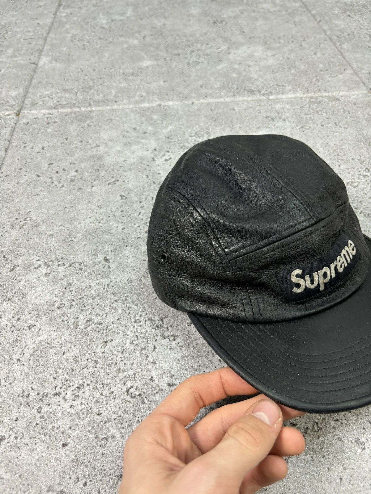 Japanese Brand × Supreme FW09 Supreme Genuine Leather Camp Cap Hat Japanese Style Size ONE SIZE - 3 Thumbnail
