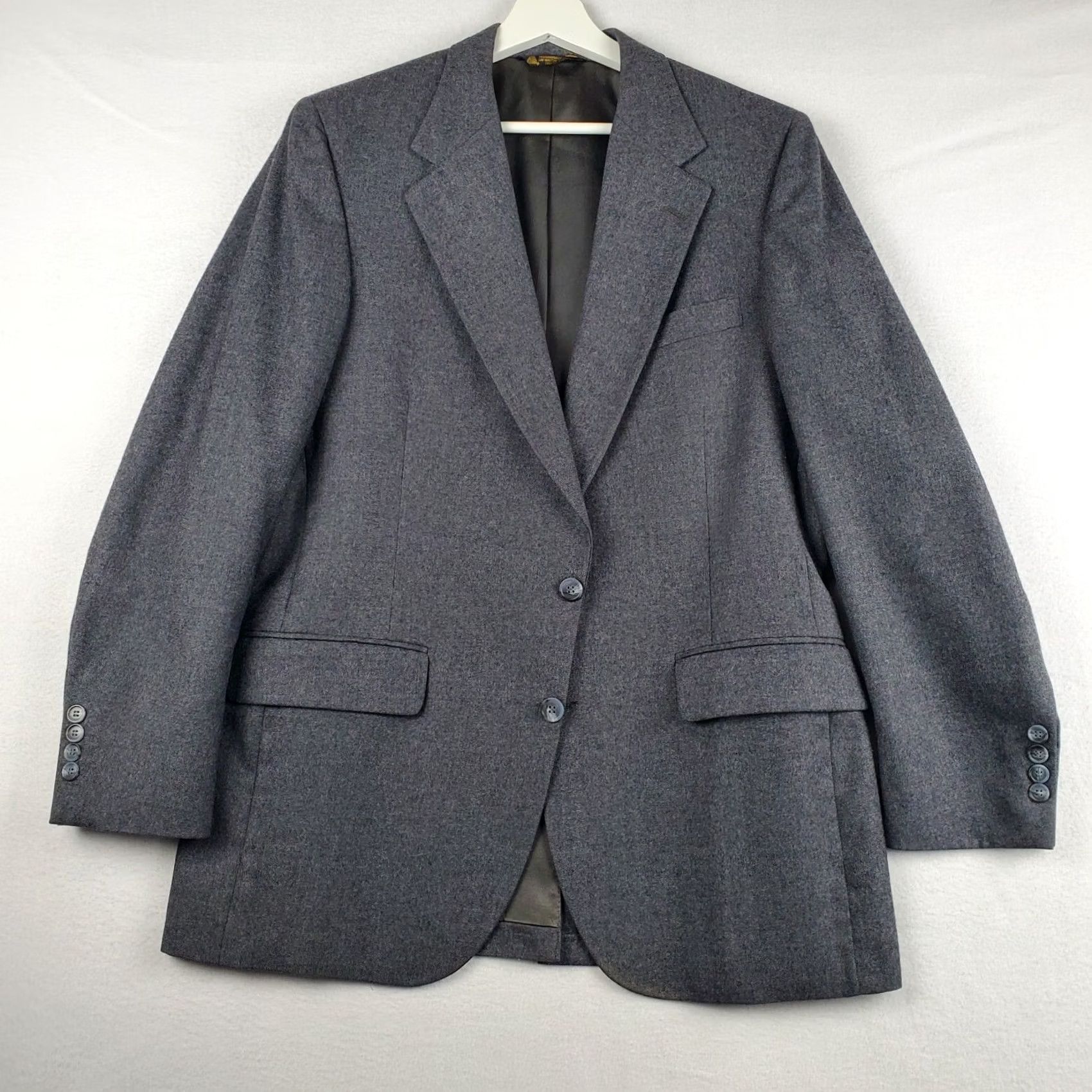 Vintage Barrister Blazer Jacket Men's 42 Gray Wool Single Breasted Size 42R - 2 Thumbnail