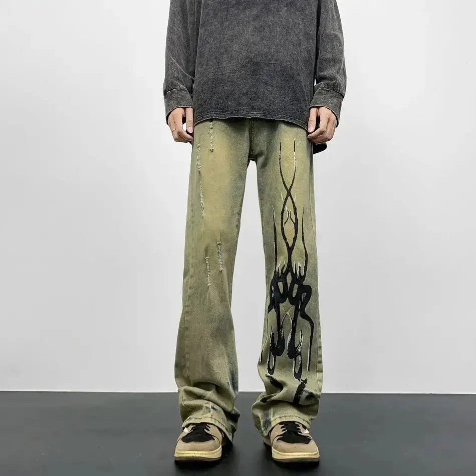 Japanese Brand Retro hip-hop ripped graffiti micro flared jeans Size US 32 / EU 48 - 6 Thumbnail