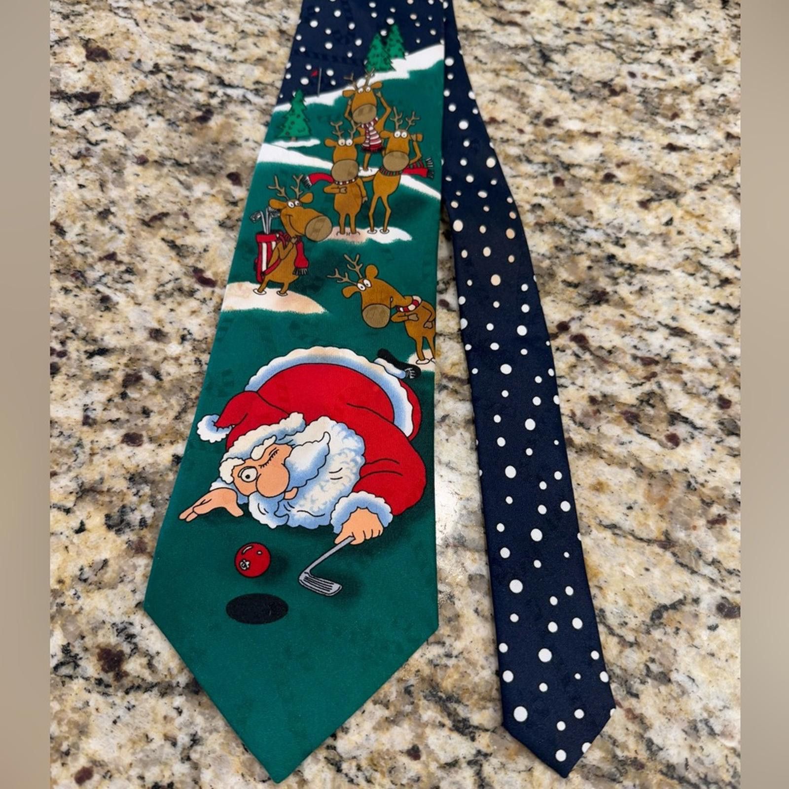 Other Yule Tie Greetings Santa Claus reindeer golf xmas tie Size ONE SIZE - 1 Thumbnail