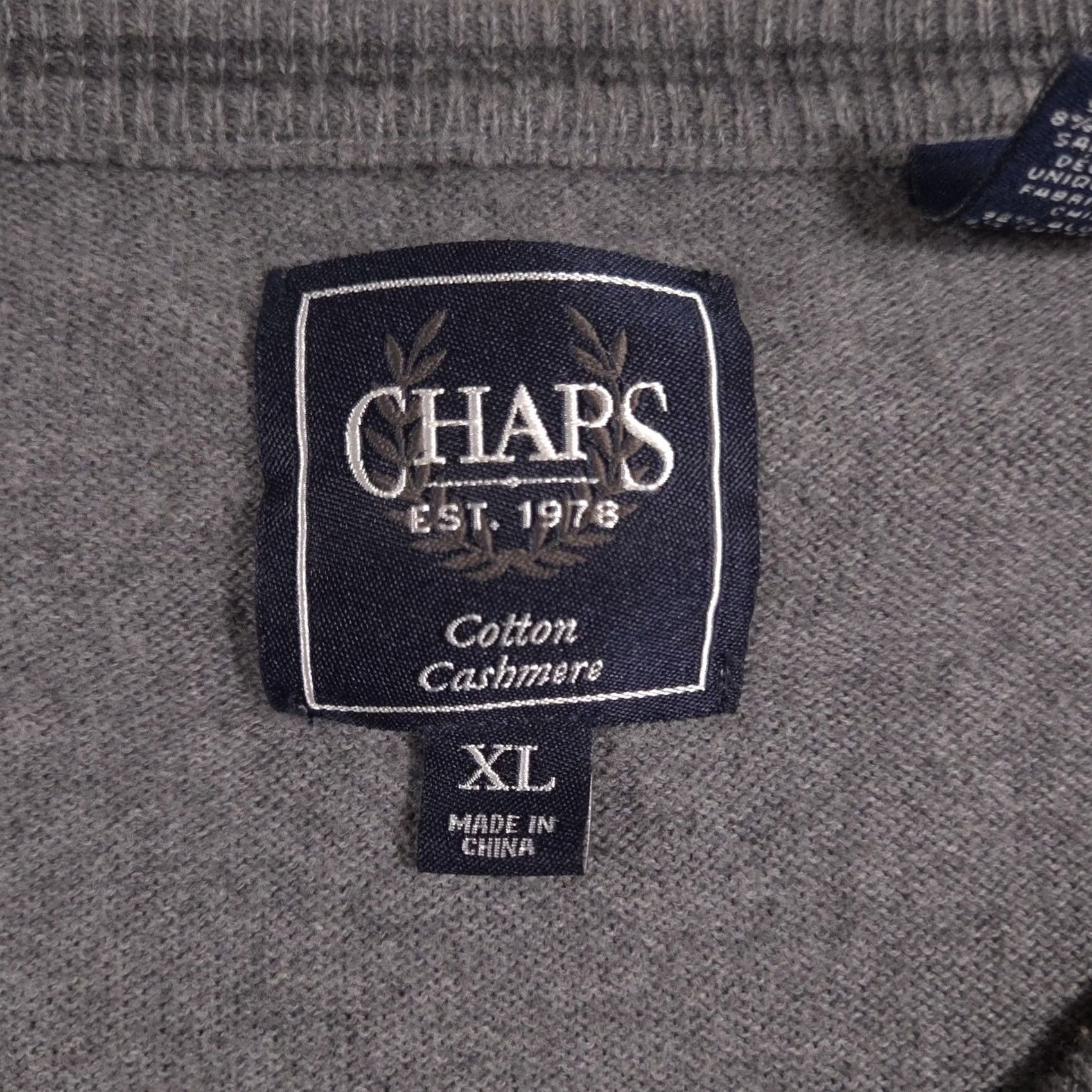 Chaps Chaps Sweater Mens XL Gray Cotton Cashmere V Neck Knit Pullover Classic Size US XL / EU 56 / 4 - 5 Thumbnail