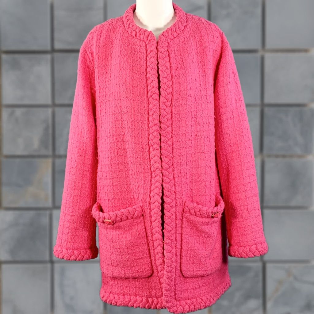 Valentino VALENTINO 2021 Oversized Jacket Pink Wool Silk Tweed Size S Women Size S / US 4 / IT 40 - 1 Thumbnail