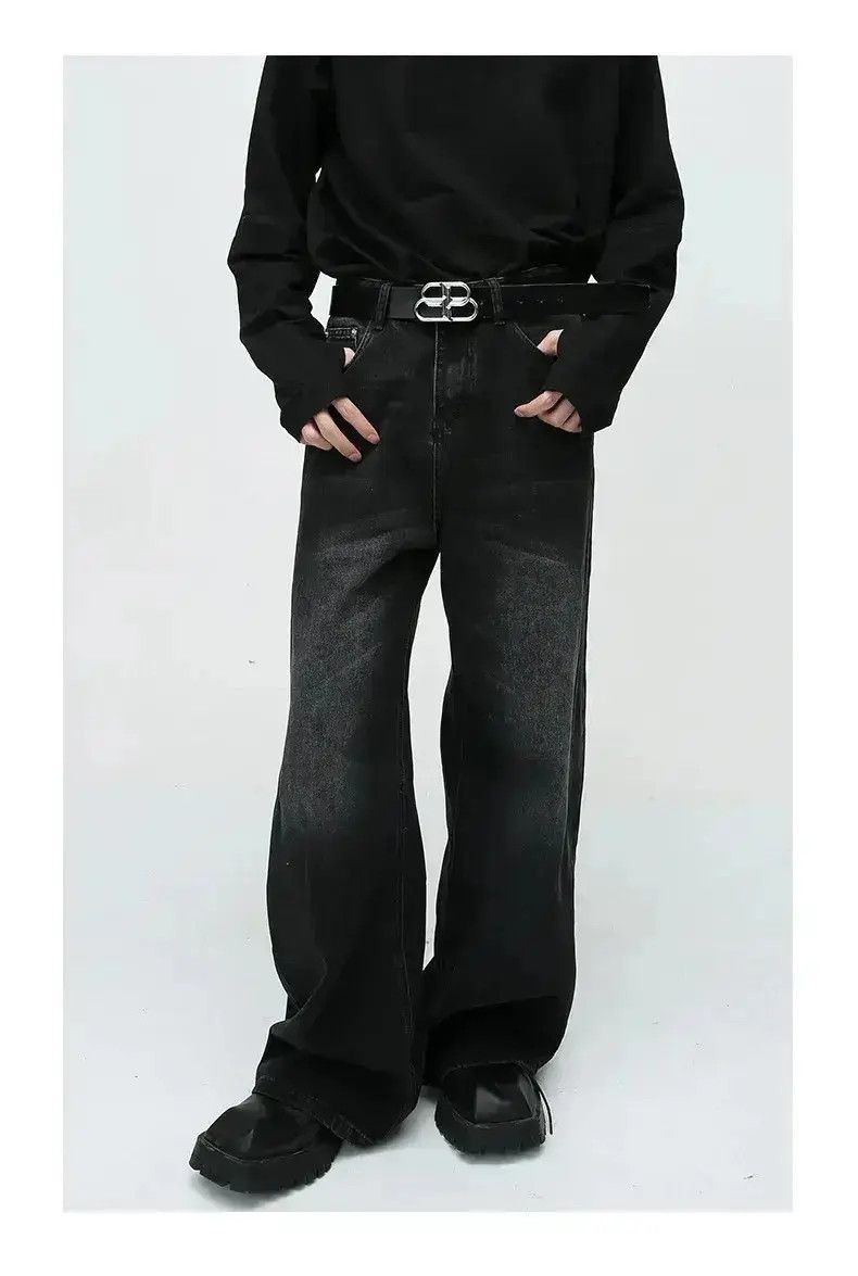Japanese Brand Washed Black Baggy Denim Jeans Size US 32 / EU 48 - 6 Thumbnail