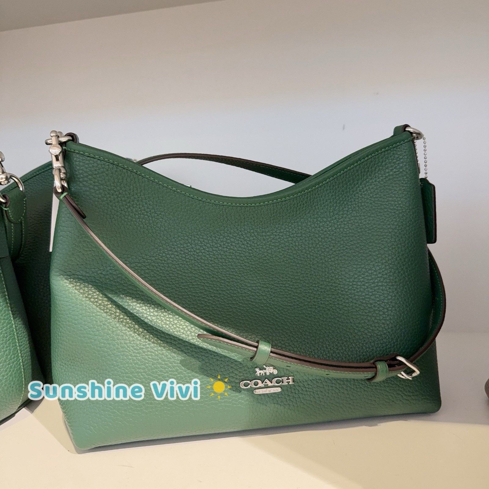 NWT Coach Cr148 Laurel Shoulder Bag Soft Leather Sv/shamrock in Green, Women's