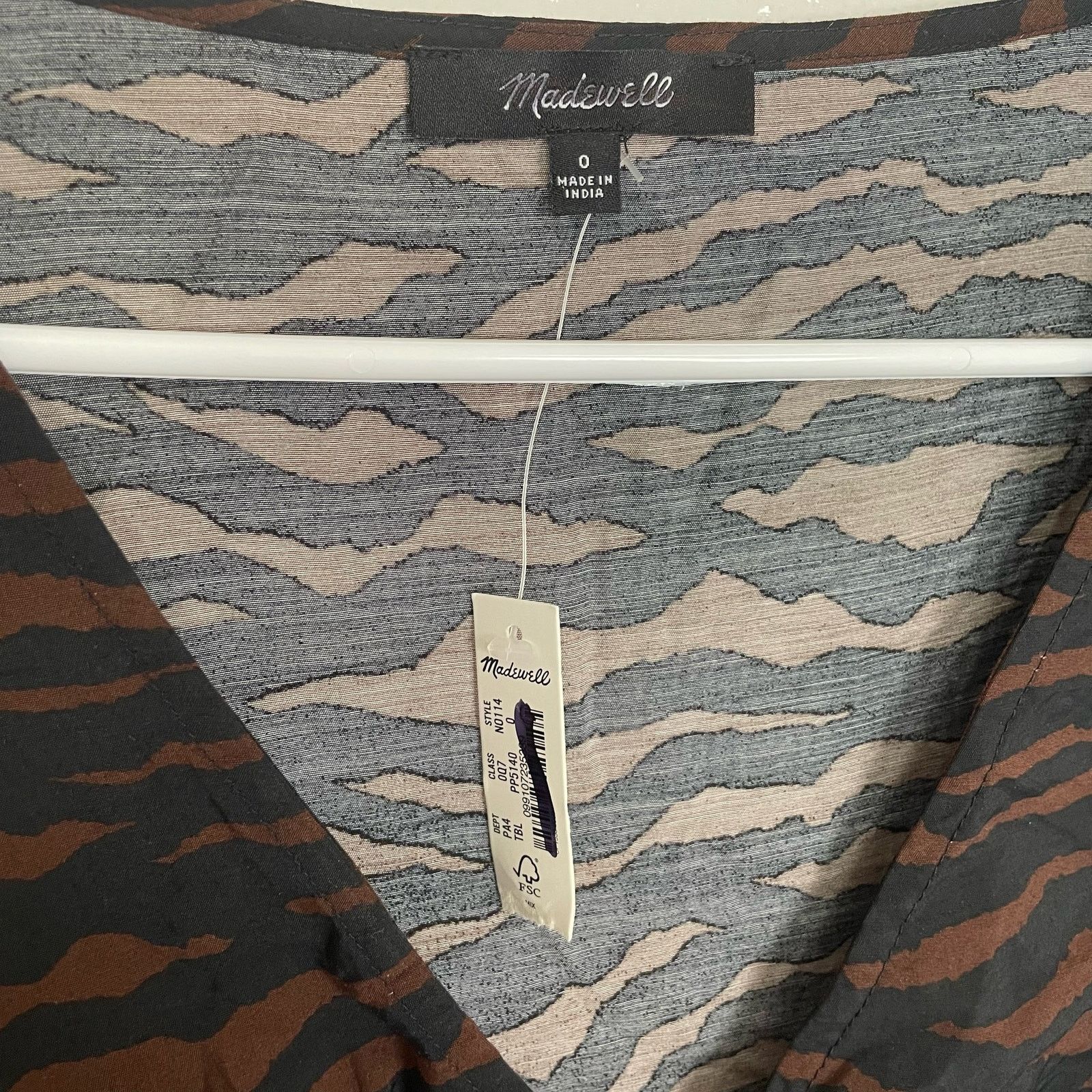 Madewell Madewell V Neck Animal Short Sleeve Mini Dress US Women's 0 Size XS / US 0-2 / IT 36-38 - 3 Thumbnail