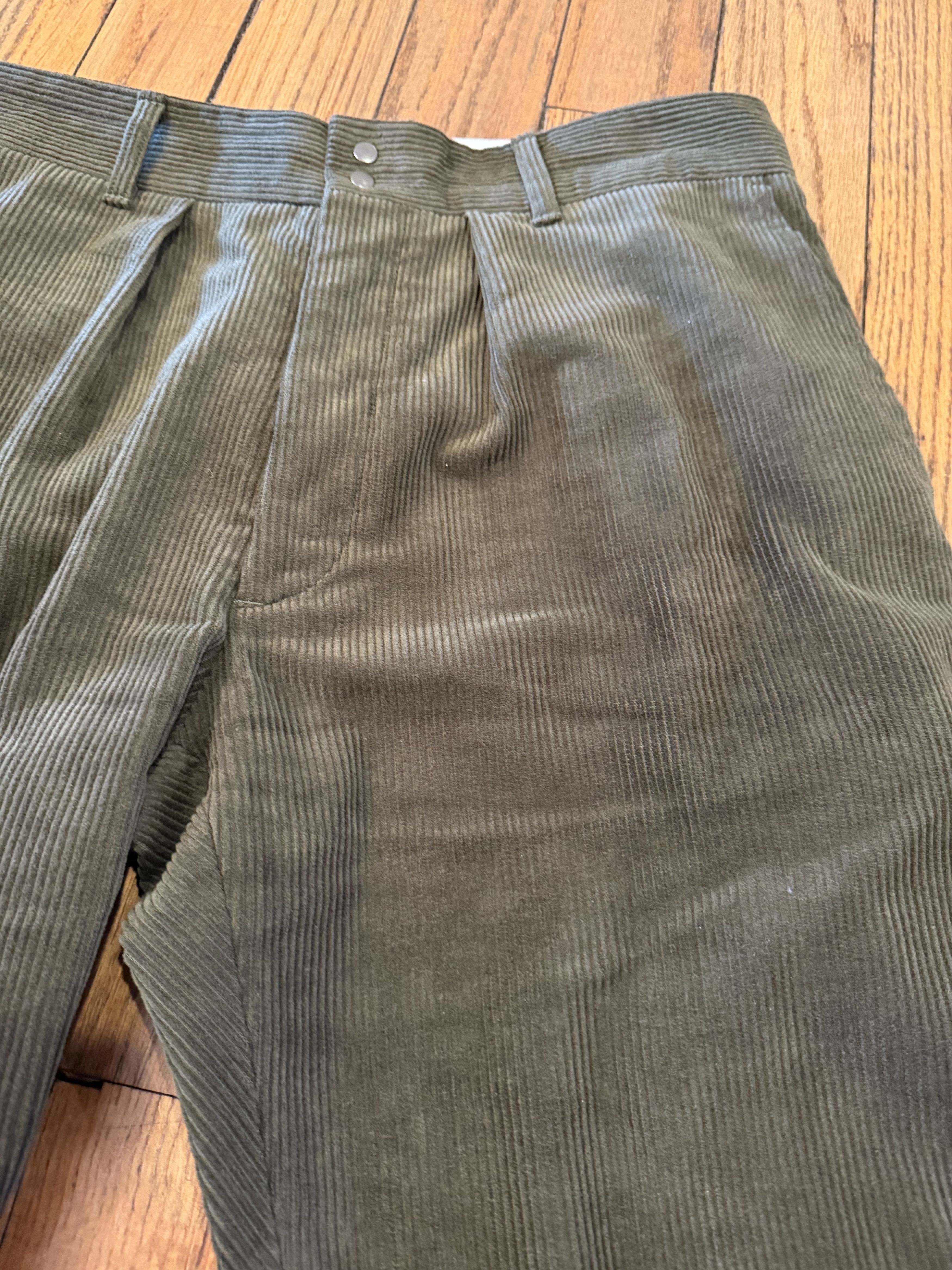 Fujito Wide Slacks Olive Green Corduroy Size US 32 / EU 48 - 2 Thumbnail