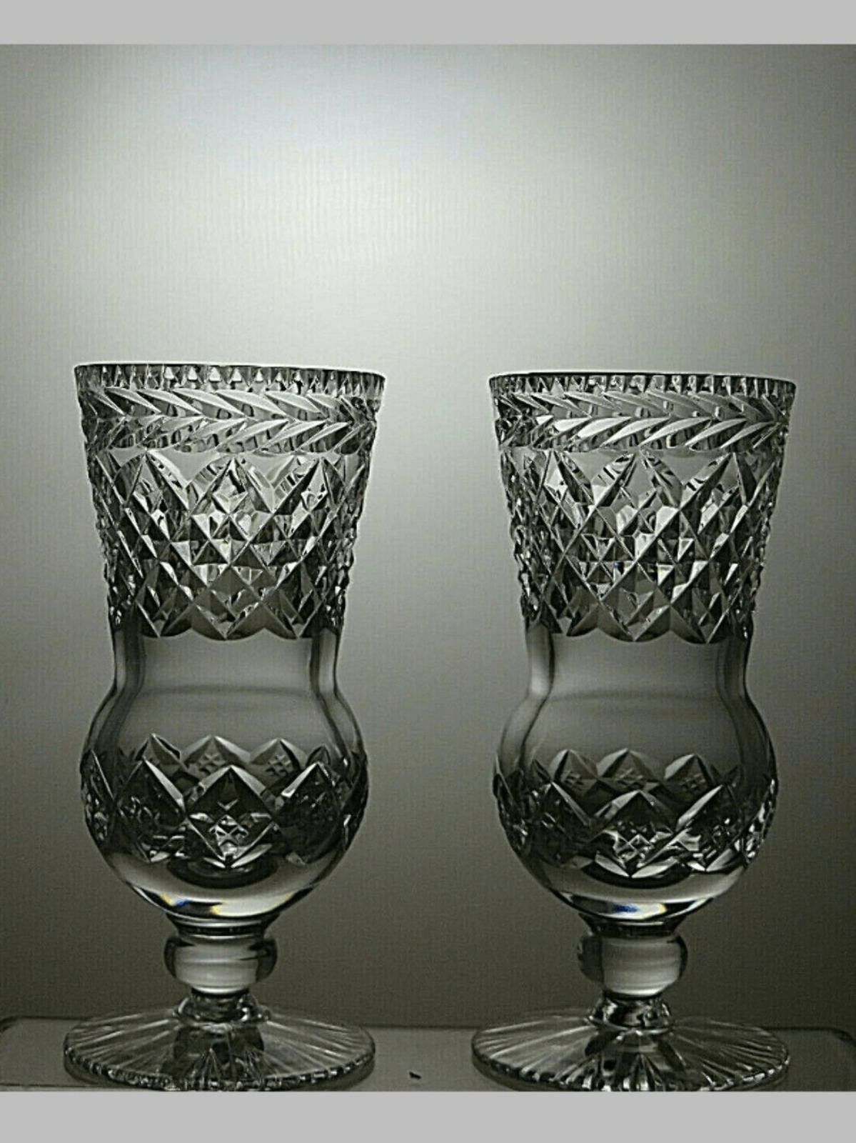 The Unbranded Brand Sterling Cut Glass Lead Crystal Set Of 2 Vases 6 1/2" Size ONE SIZE - 1 Thumbnail