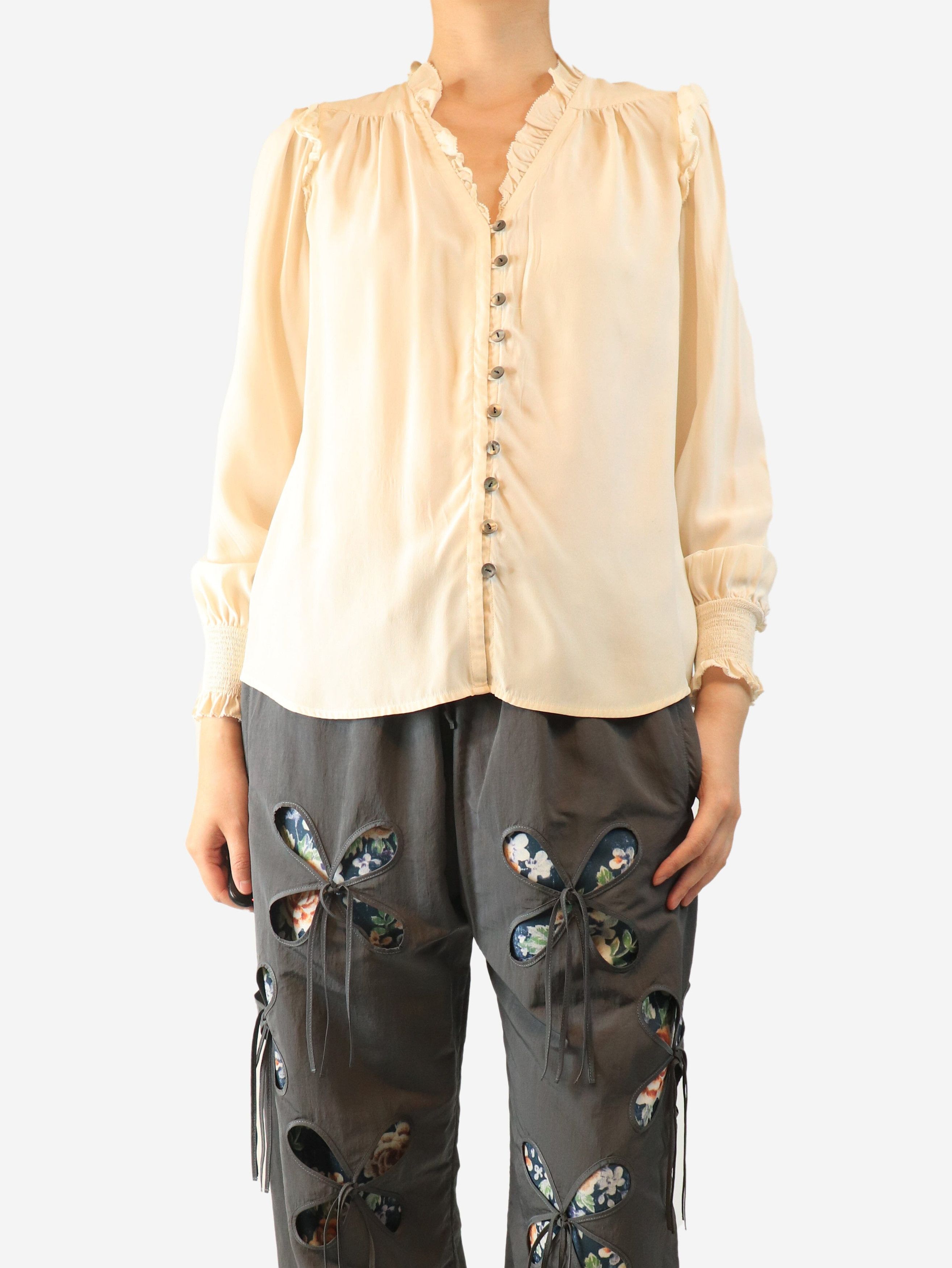 Other Cream silk ruffled blouse - UK 10 Size M / US 6-8 / IT 42-44 - 1 Thumbnail