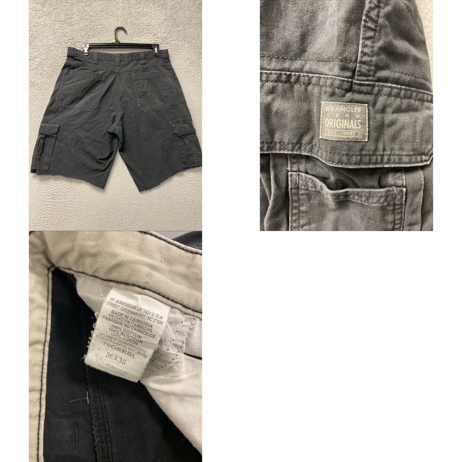 Wrangler VINTAGE Wrangler Cargo Shorts Men Khaki Black Relaxed Fit 36 Casual Cotton Blend Summer Fall Spring Size US 36 / EU 52 - 8 Thumbnail