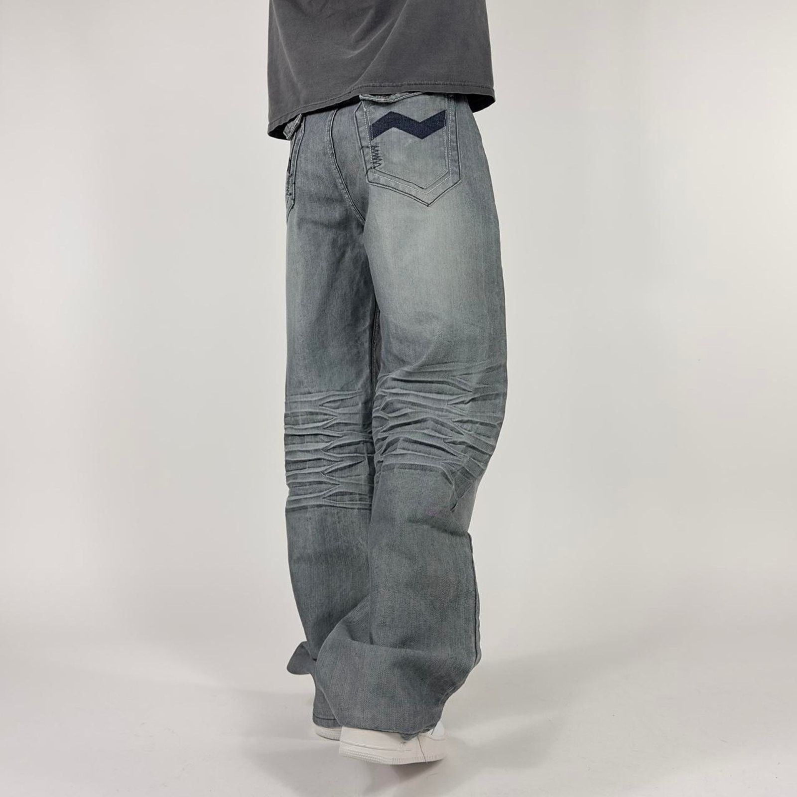 Affliction × StraightFaded Y2K Charms Faded Stone Grey Baggy Grunge Streetwear Pants Size US 35 - 1 Thumbnail